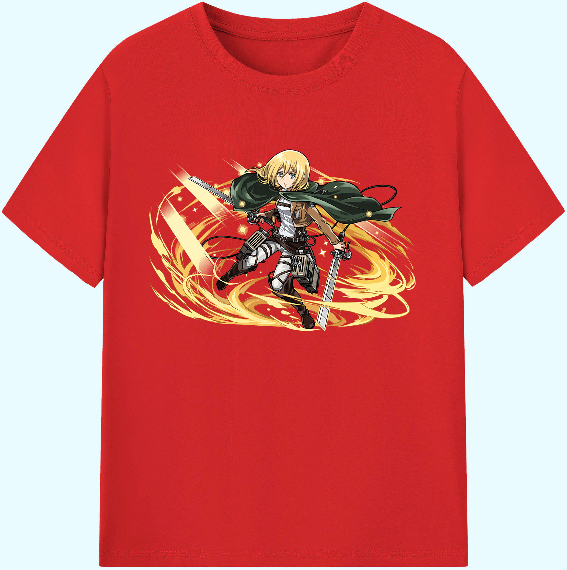 （画像用） 進撃の巨人 クリスタ·レンズ Attack on Titan Christa Lenz 綿100％ メンズ半袖Tシャツ｜肌触りやわらか＆通気性