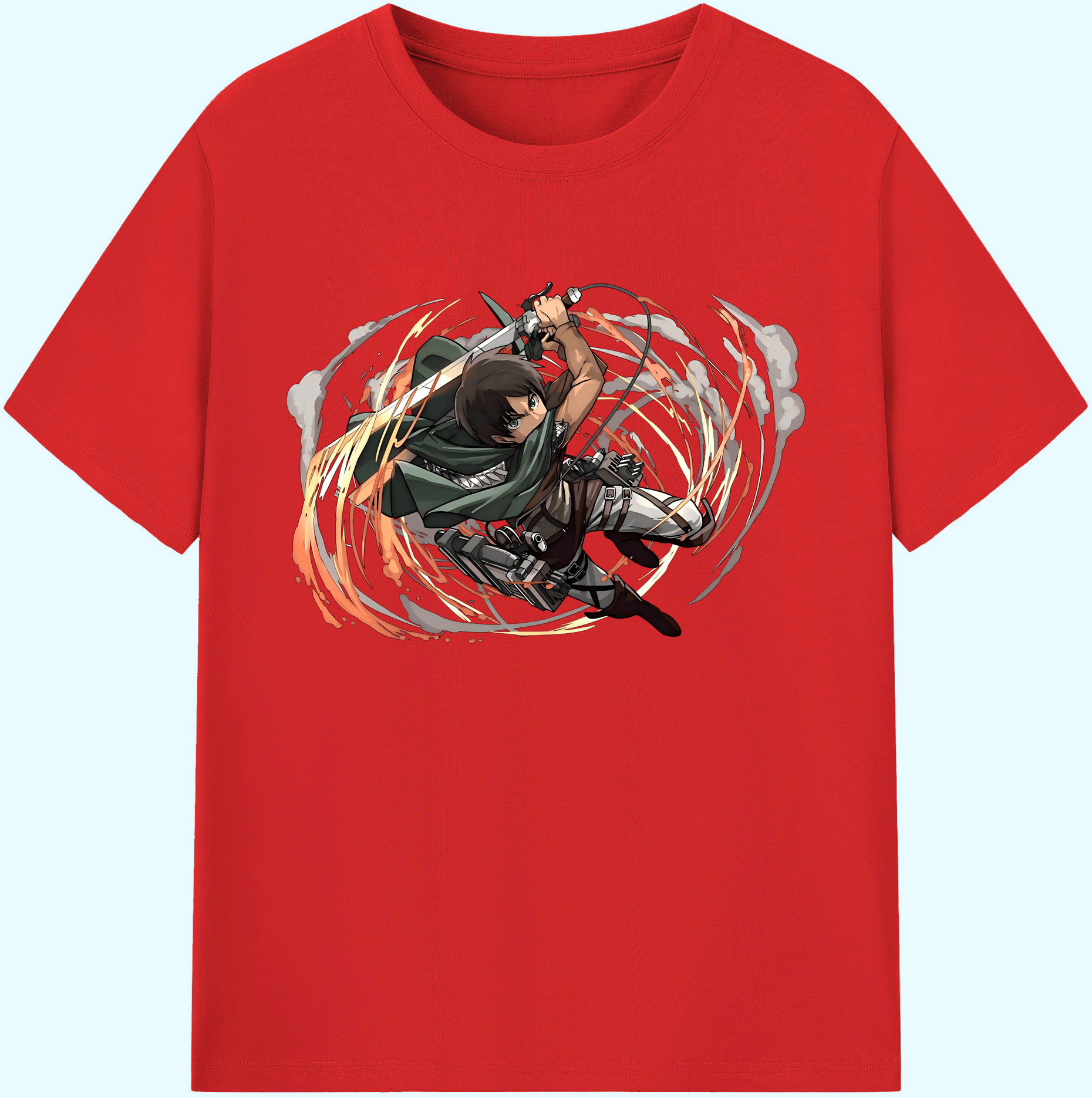 （画像用） 進撃の巨人 エレン･イェーガー Attack on Titan Eren Jäger 綿100％ メンズ半袖Tシャツ｜肌触りやわらか＆通気性