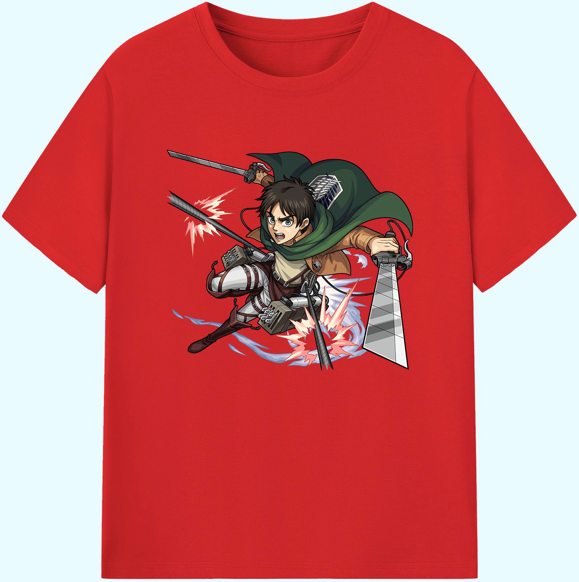 （画像用） 進撃の巨人 エレン･イェーガー Attack on Titan Eren Jäger 綿100％ メンズ半袖Tシャツ｜肌触りやわらか＆通気性