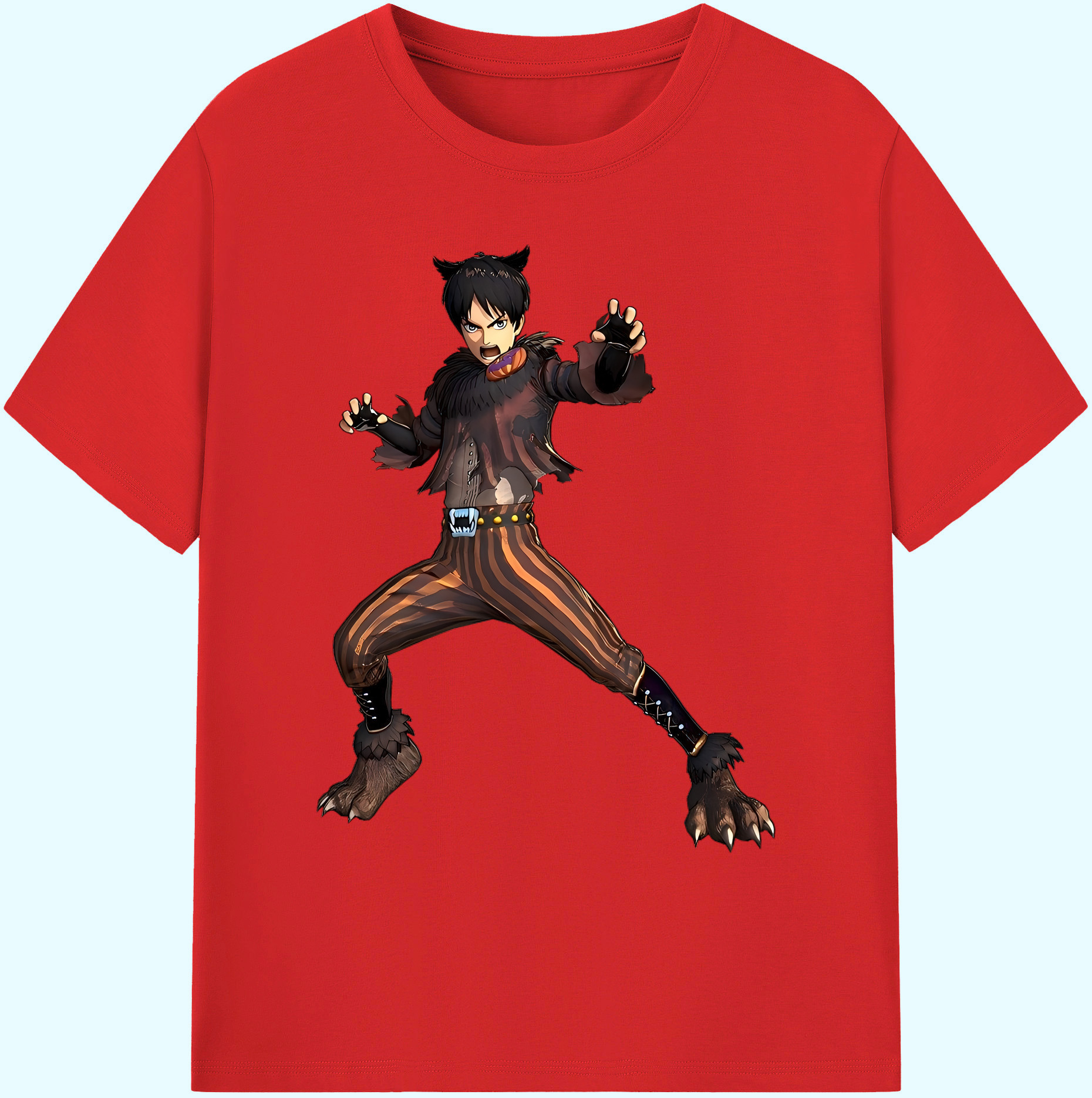 （画像用） 進撃の巨人 エレン･イェーガー Attack on Titan Eren Jäger 綿100％ メンズ半袖Tシャツ｜肌触りやわらか＆通気性