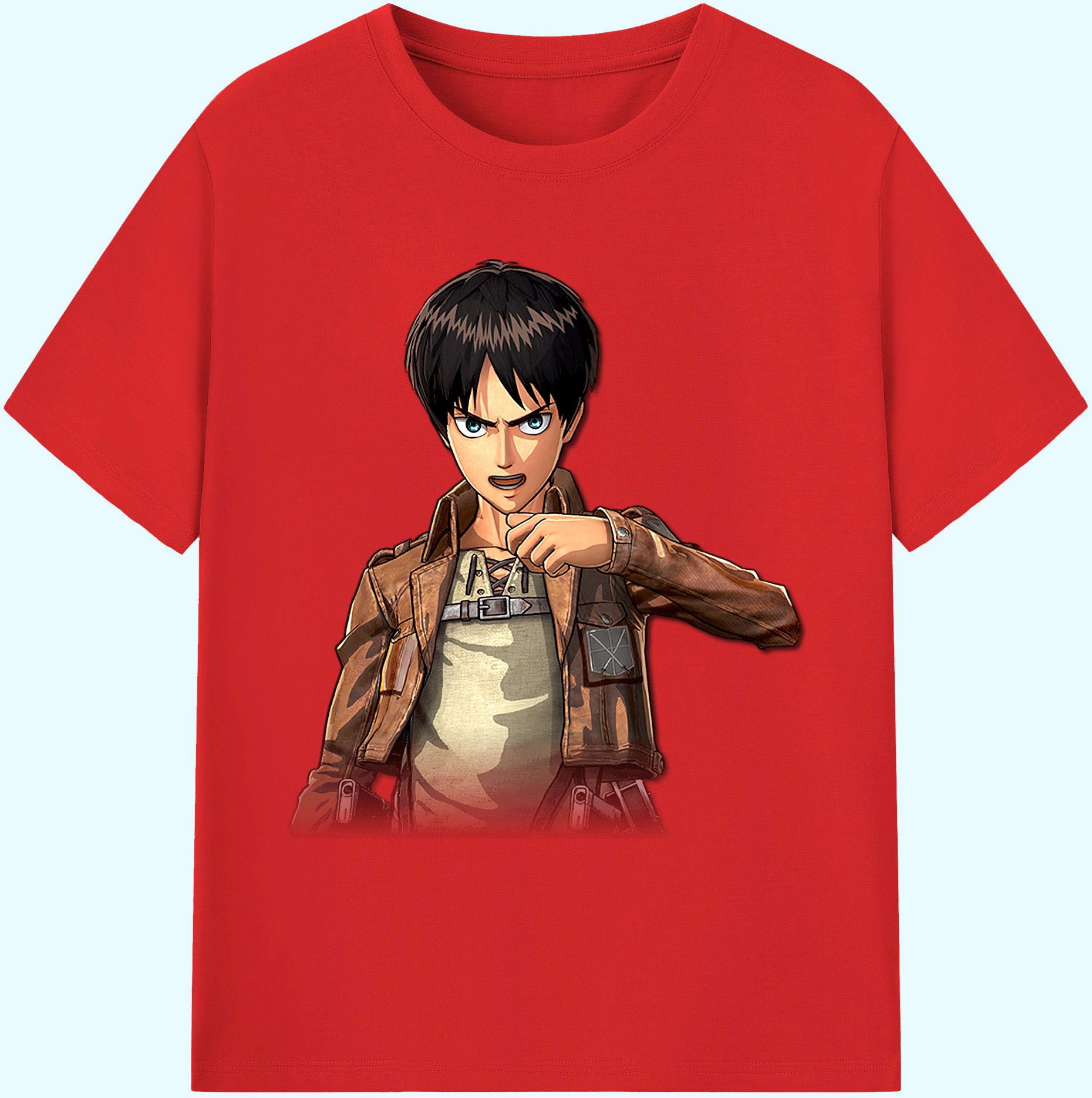 （画像用） 進撃の巨人 エレン･イェーガー Attack on Titan Eren Jäger 綿100％ メンズ半袖Tシャツ｜肌触りやわらか＆通気性