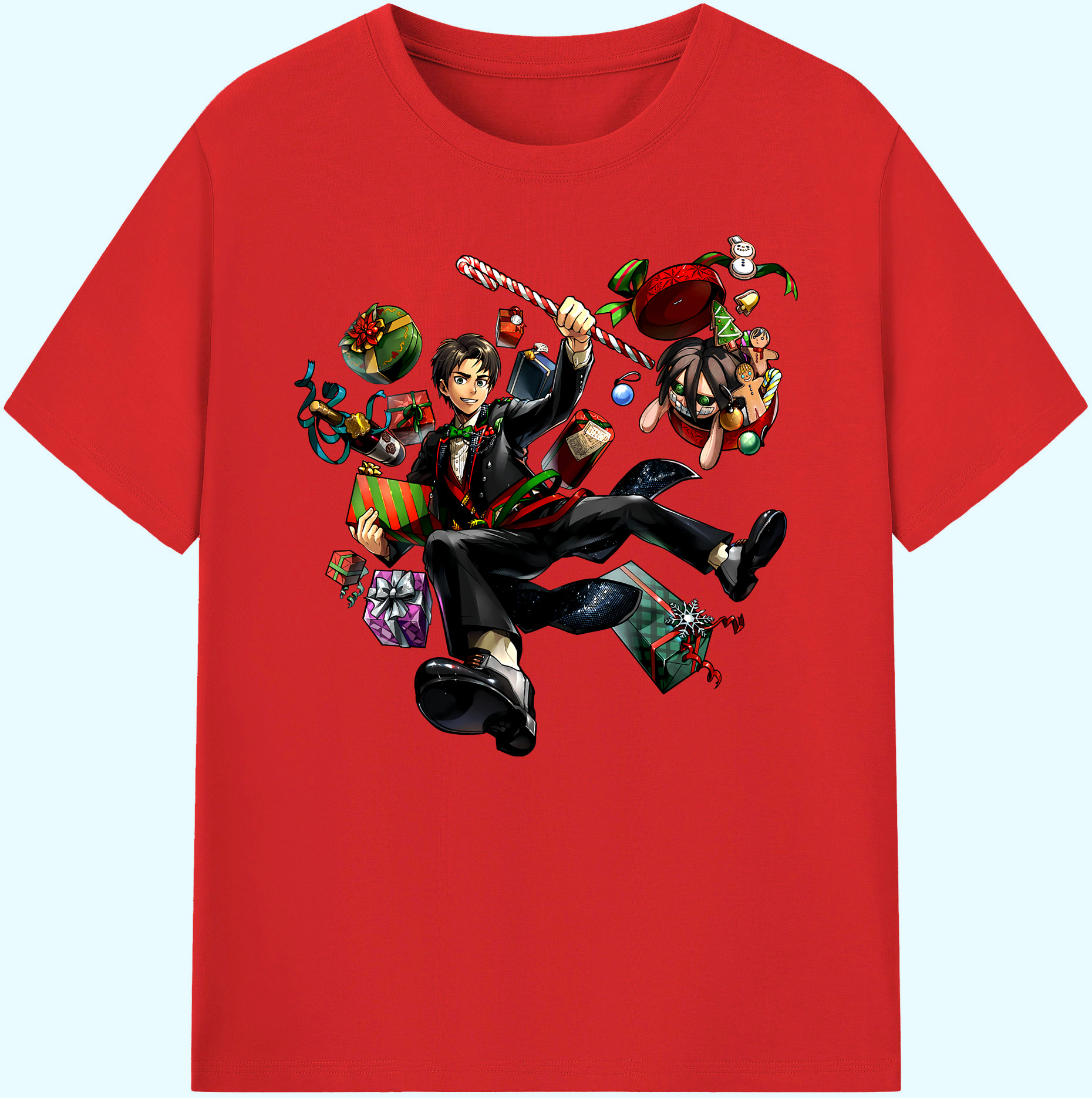 （画像用） 進撃の巨人 エレン･イェーガー Attack on Titan Eren Jäger 綿100％ メンズ半袖Tシャツ｜肌触りやわらか＆通気性