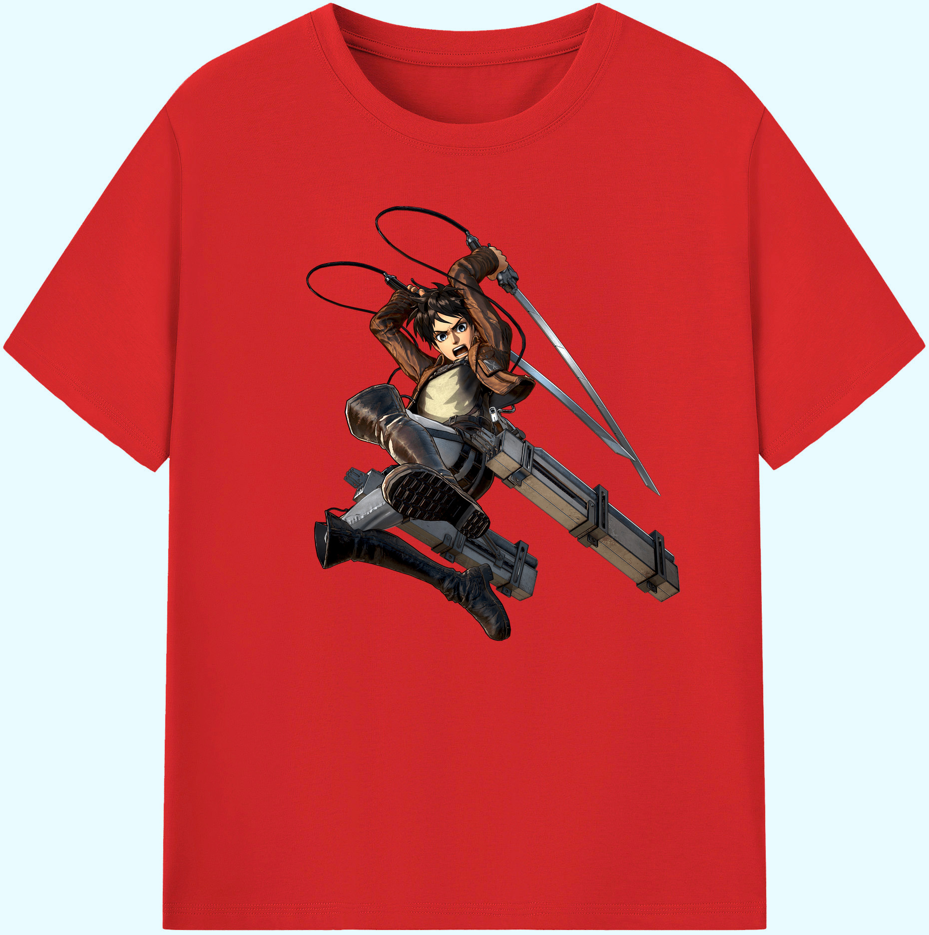 （画像用） 進撃の巨人 エレン･イェーガー Attack on Titan Eren Jäger 綿100％ メンズ半袖Tシャツ｜肌触りやわらか＆通気性