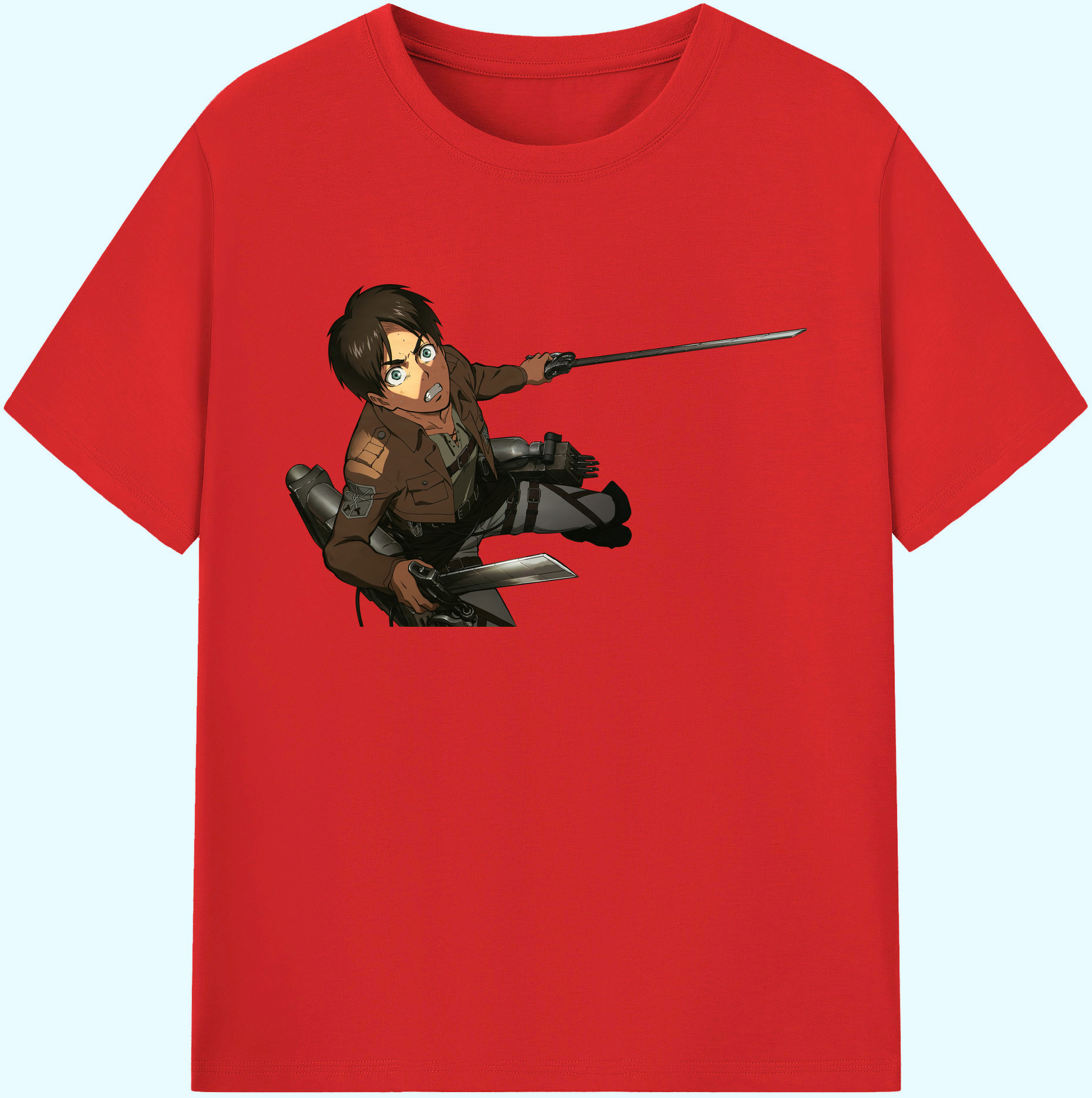 （画像用） 進撃の巨人 エレン･イェーガー Attack on Titan Eren Jäger 綿100％ メンズ半袖Tシャツ｜肌触りやわらか＆通気性