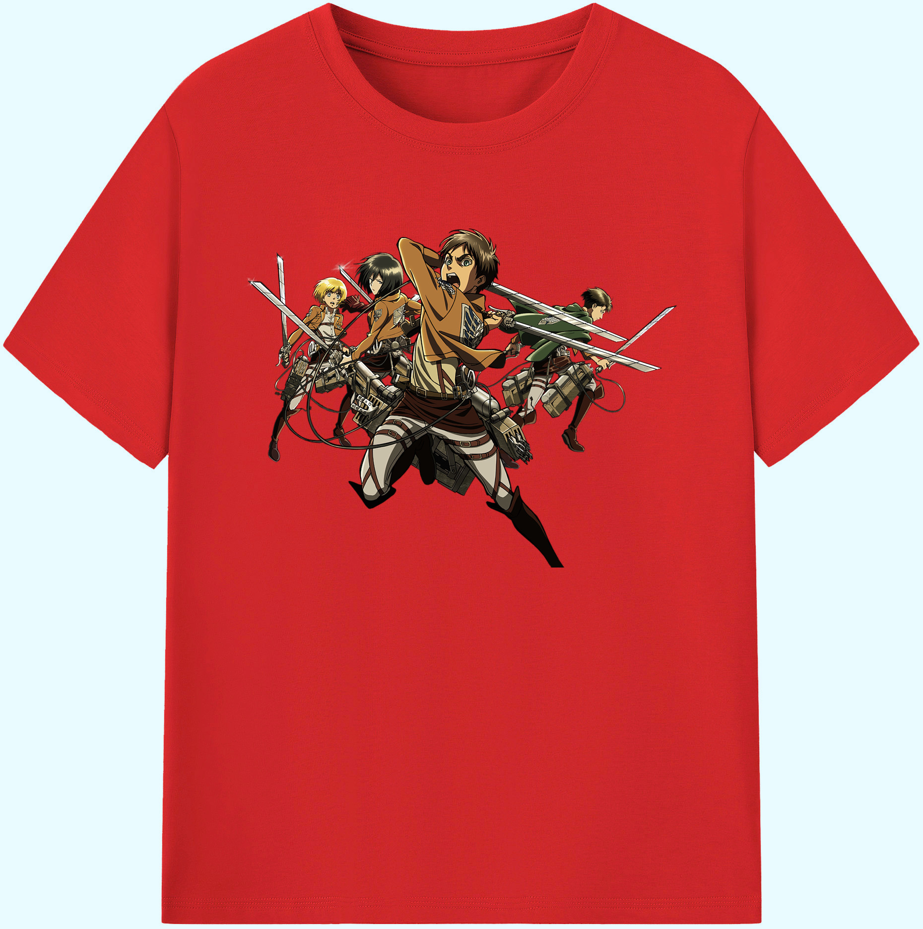（画像用） 進撃の巨人 エレン･イェーガー Attack on Titan Eren Jäger 綿100％ メンズ半袖Tシャツ｜肌触りやわらか＆通気性