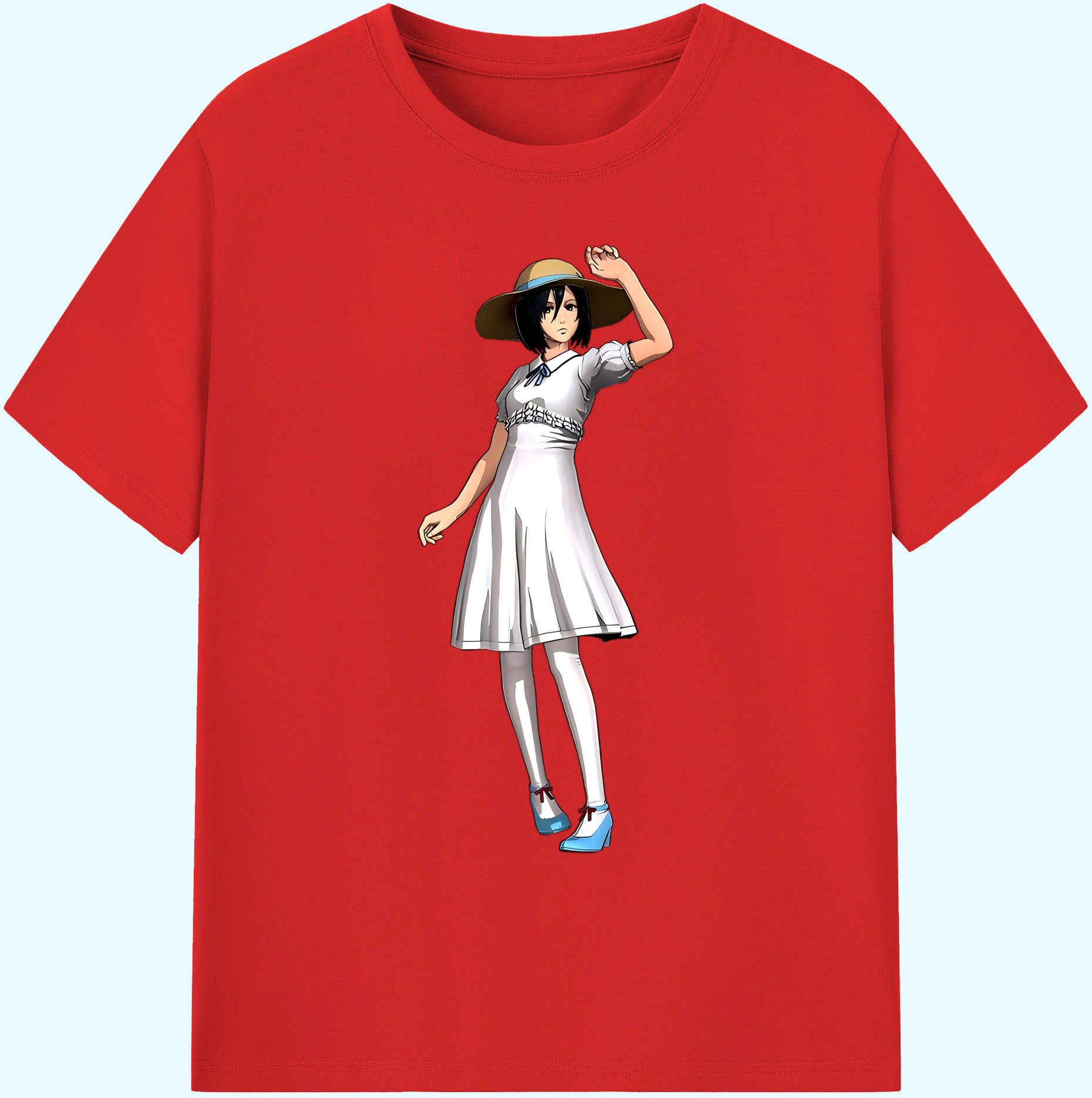 （画像用） 進撃の巨人 ミカサ·アッカーマン Attack on Titan Mikasa Ackerman 綿100％ メンズ半袖Tシャツ｜肌触りやわらか＆通気性