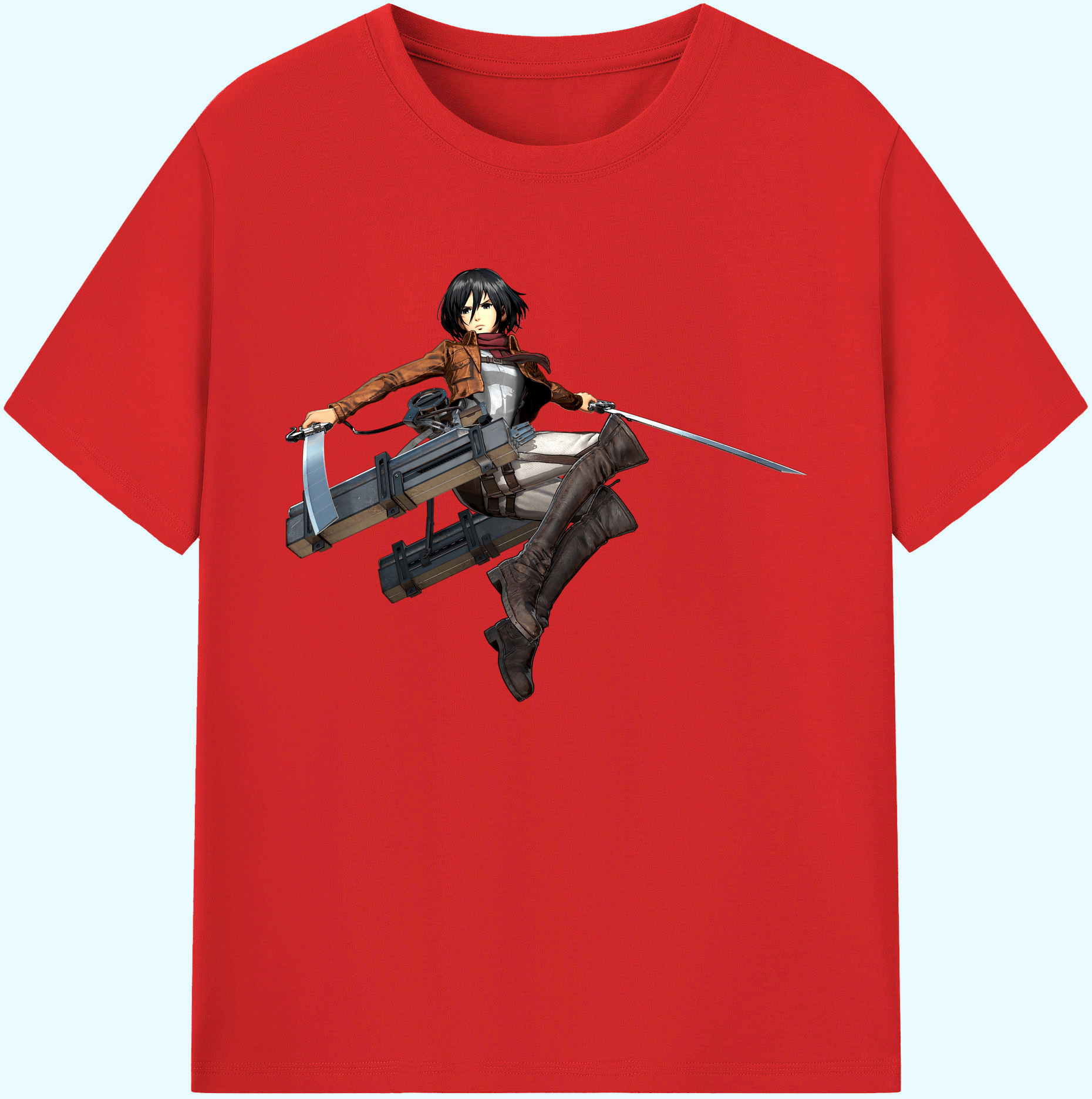 （画像用） 進撃の巨人 ミカサ·アッカーマン Attack on Titan Mikasa Ackerman 綿100％ メンズ半袖Tシャツ｜肌触りやわらか＆通気性