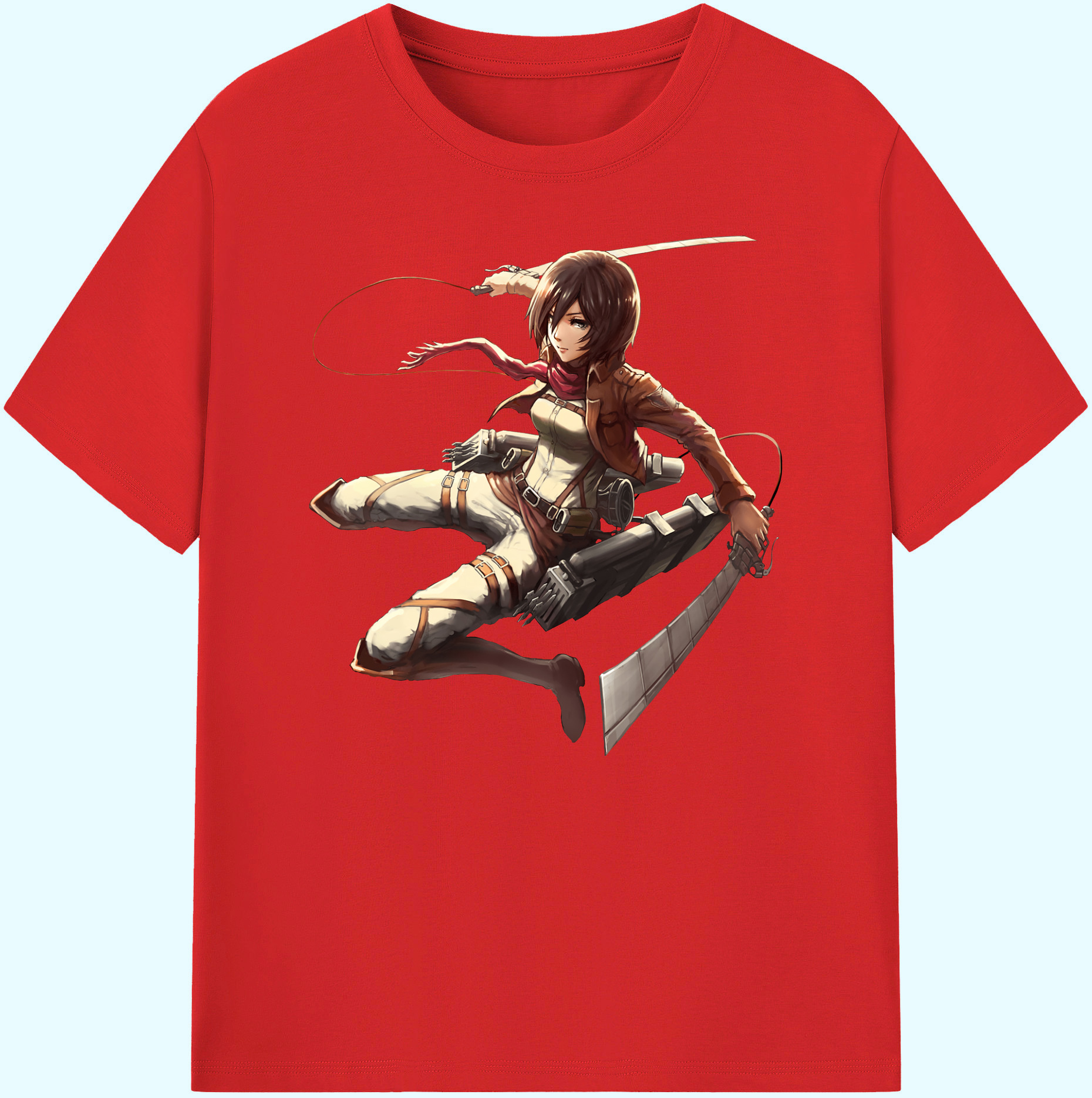 （画像用） 進撃の巨人 ミカサ·アッカーマン Attack on Titan Mikasa Ackerman 綿100％ メンズ半袖Tシャツ｜肌触りやわらか＆通気性