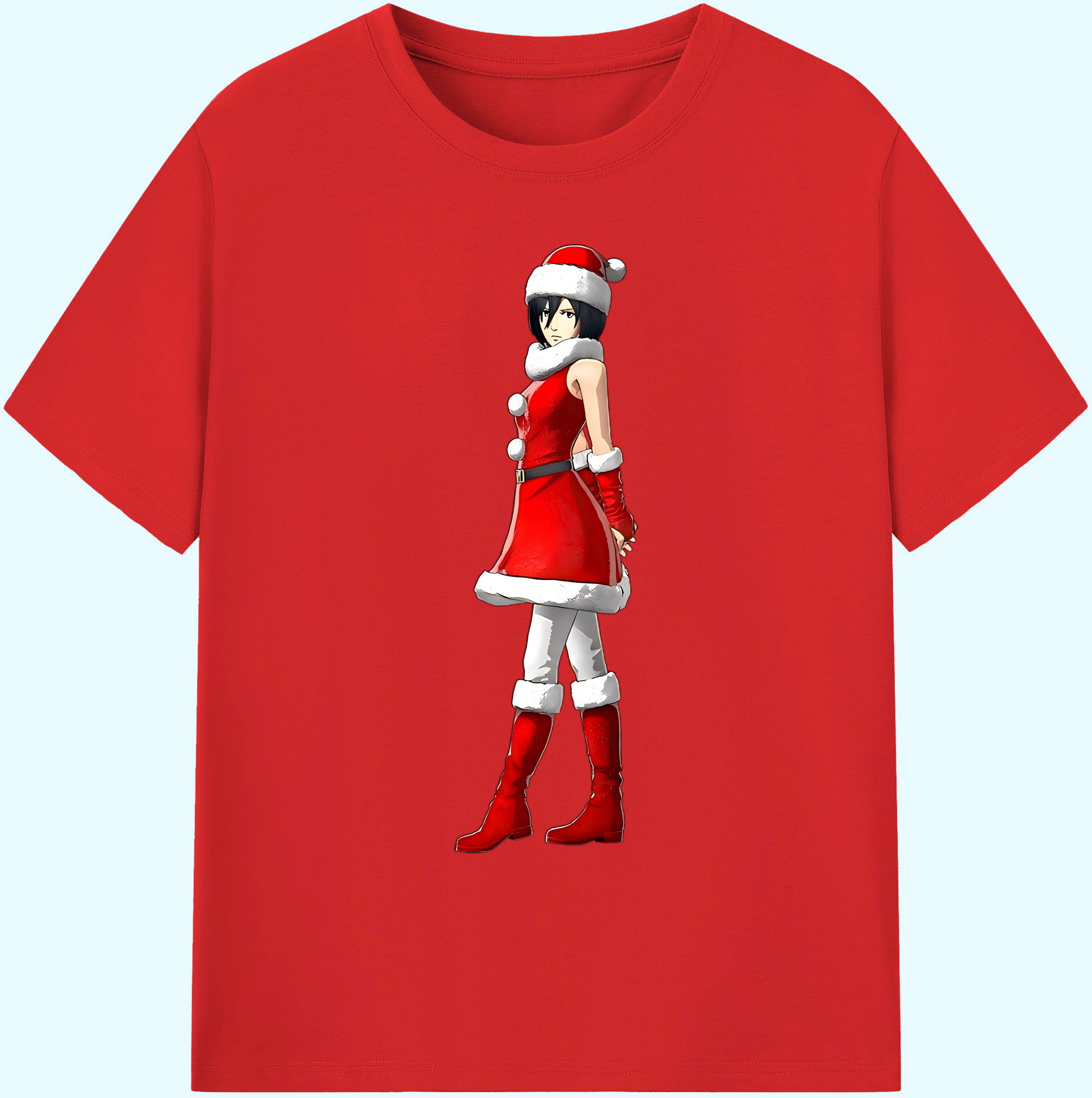 （画像用） 進撃の巨人 ミカサ·アッカーマン Attack on Titan Mikasa Ackerman 綿100％ メンズ半袖Tシャツ｜肌触りやわらか＆通気性