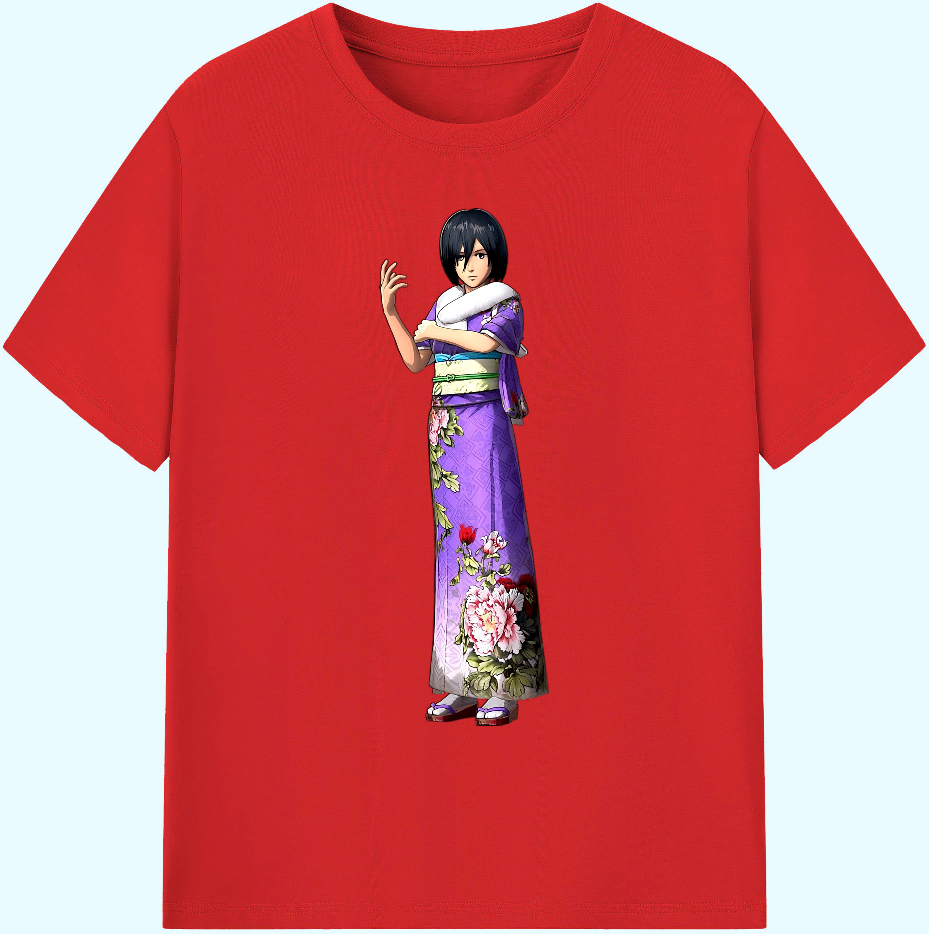 （画像用） 進撃の巨人 ミカサ·アッカーマン Attack on Titan Mikasa Ackerman 綿100％ メンズ半袖Tシャツ｜肌触りやわらか＆通気性