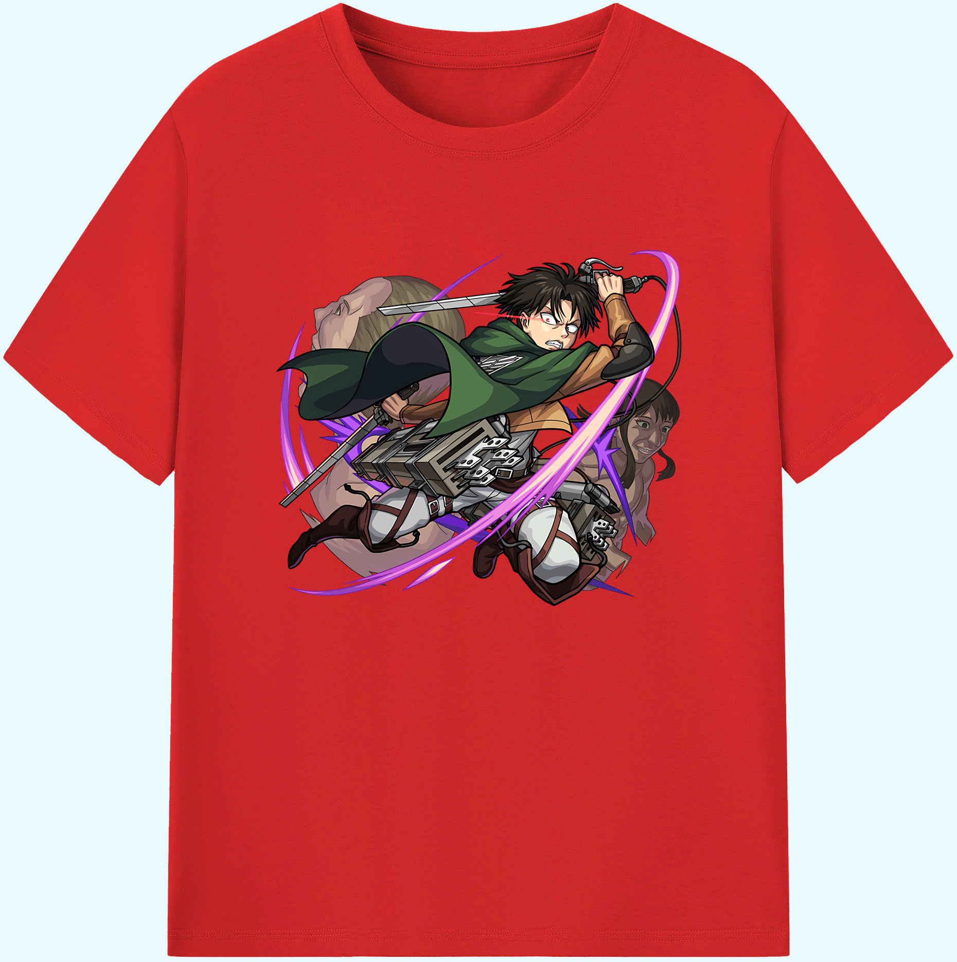 （画像用） 進撃の巨人 リヴァイ·アッカーマン Attack on Titan Levi Ackerman 綿100％ メンズ半袖Tシャツ｜肌触りやわらか＆通気性
