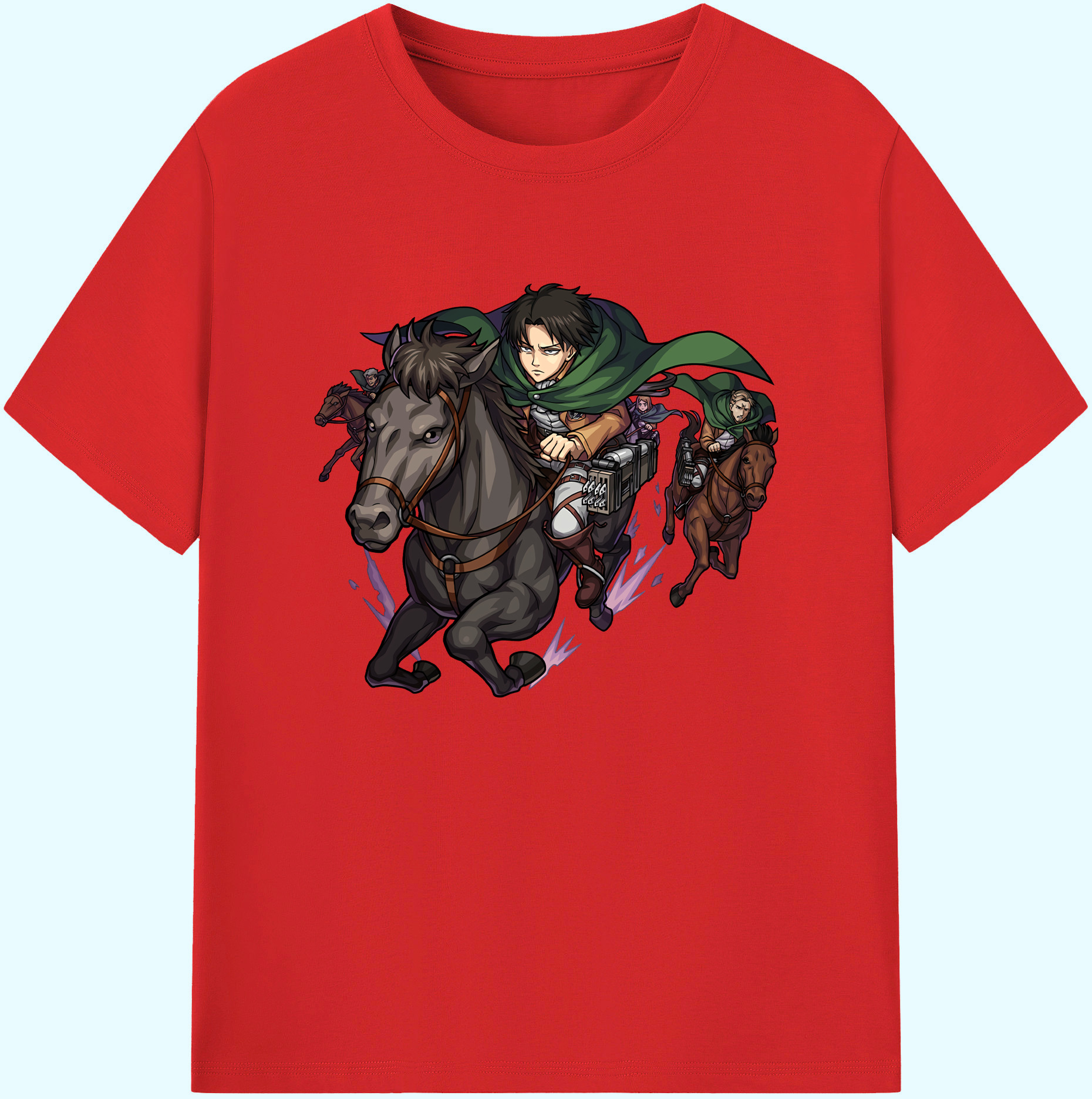 （画像用） 進撃の巨人 リヴァイ·アッカーマン Attack on Titan Levi Ackerman 綿100％ メンズ半袖Tシャツ｜肌触りやわらか＆通気性