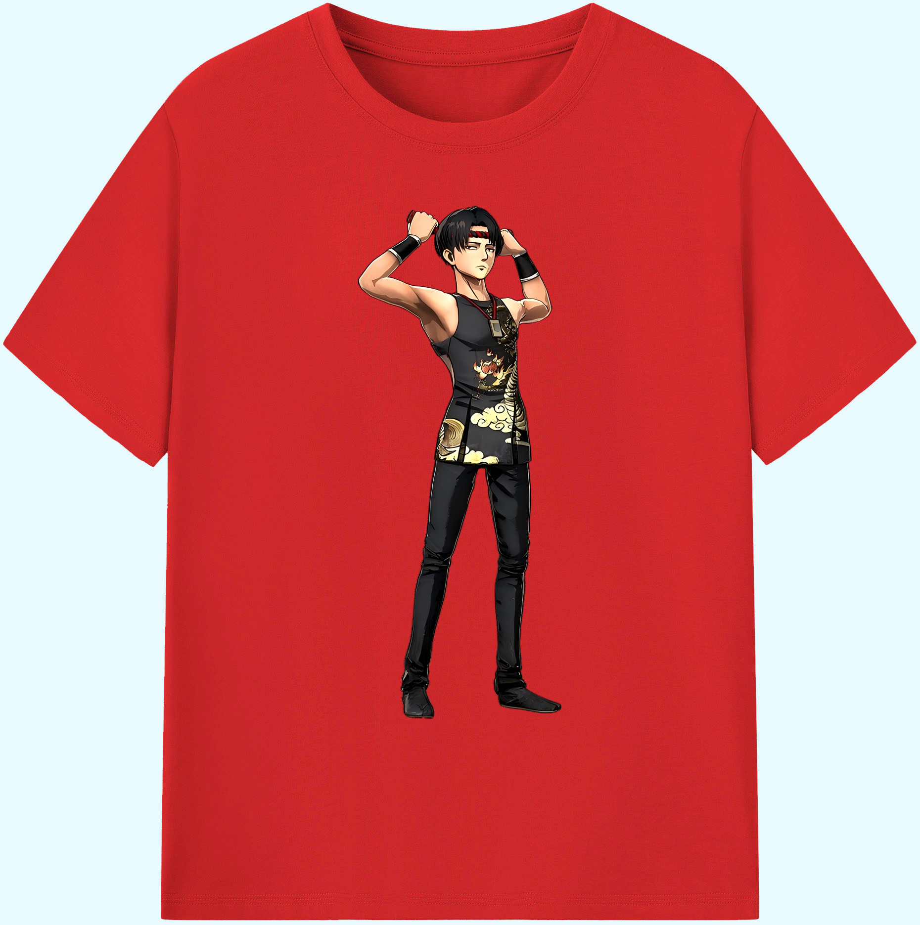 （画像用） 進撃の巨人 リヴァイ·アッカーマン Attack on Titan Levi Ackerman 綿100％ メンズ半袖Tシャツ｜肌触りやわらか＆通気性