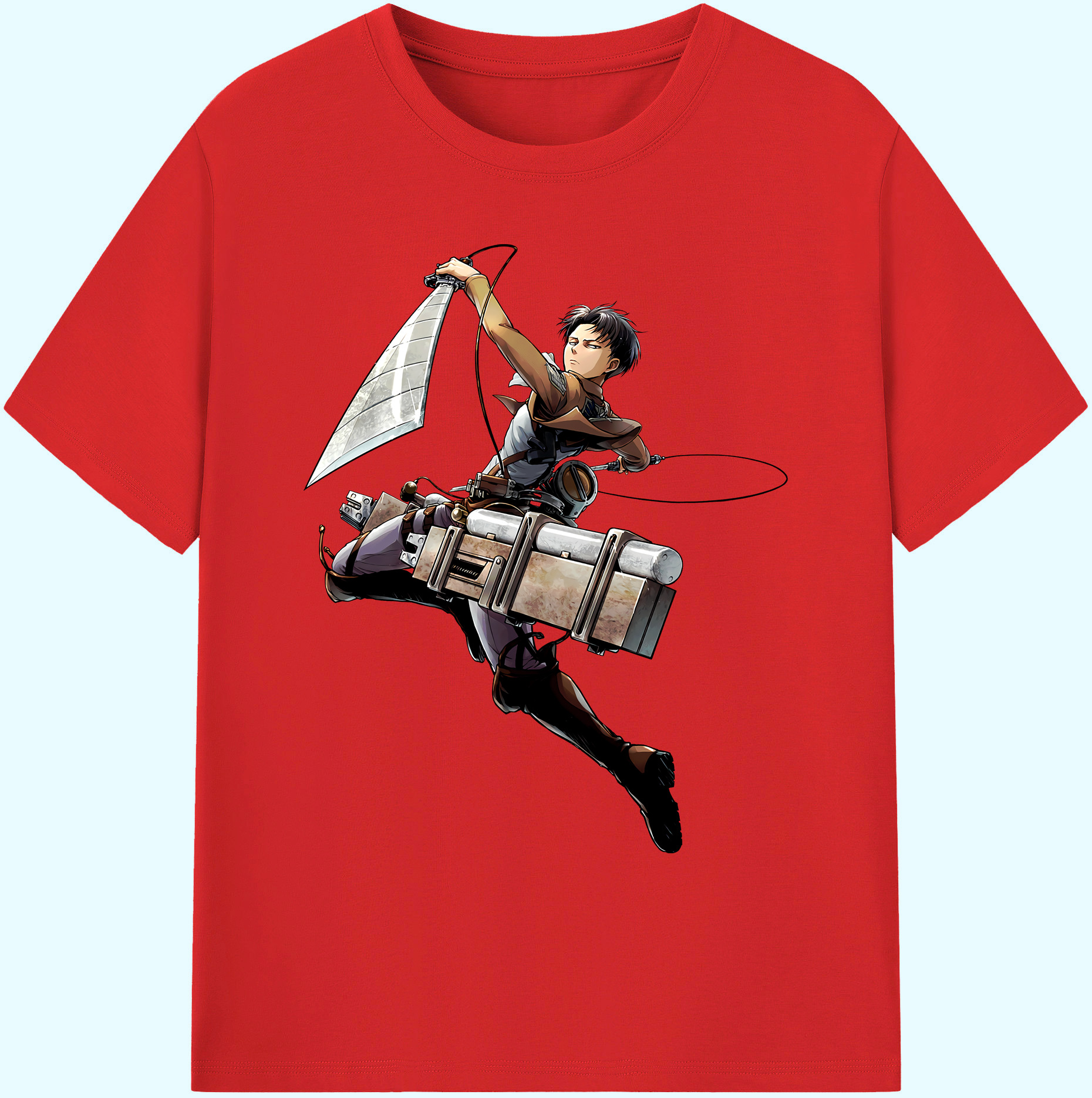 （画像用） 進撃の巨人 リヴァイ·アッカーマン Attack on Titan Levi Ackerman 綿100％ メンズ半袖Tシャツ｜肌触りやわらか＆通気性