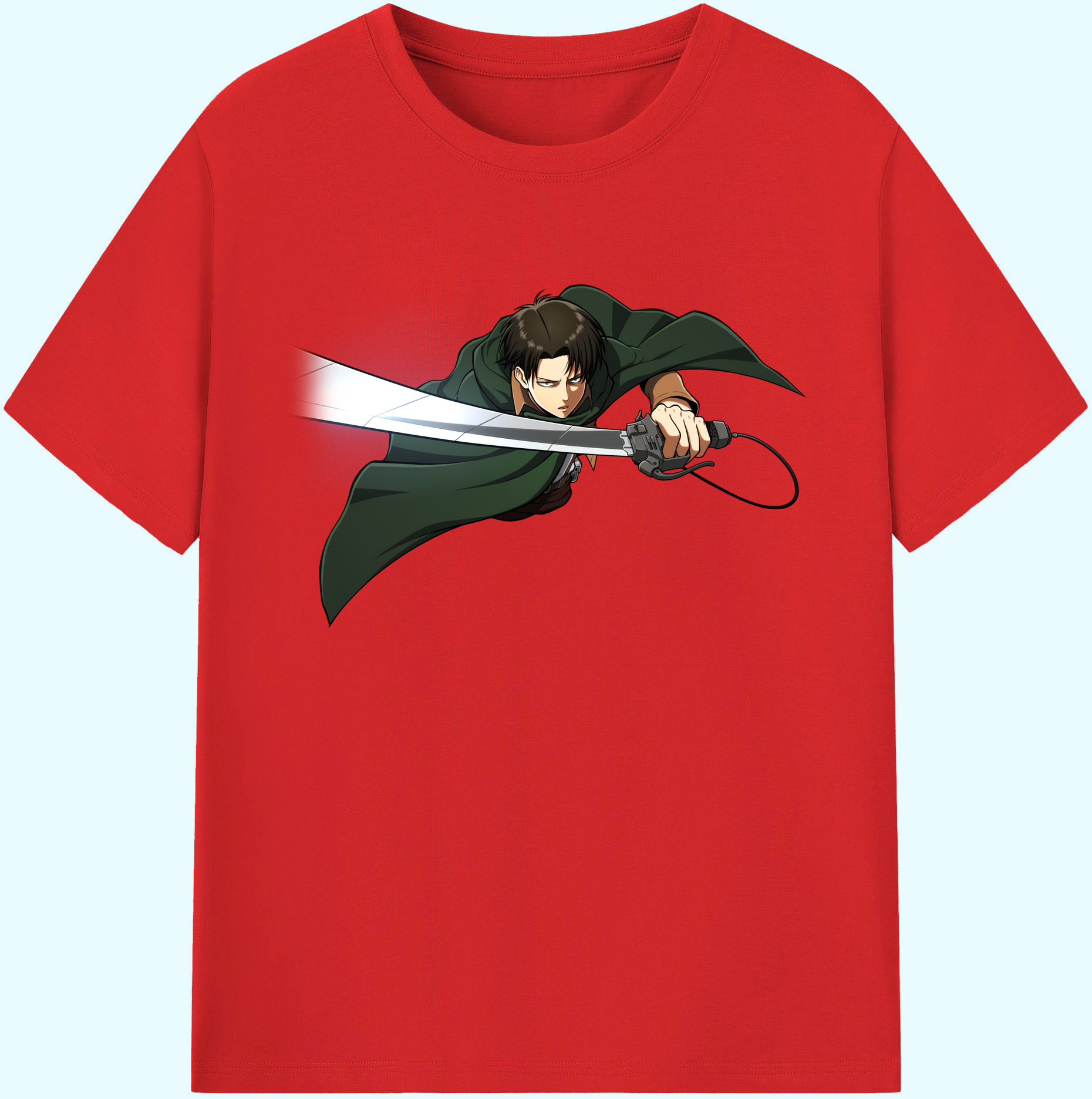 （画像用） 進撃の巨人 リヴァイ·アッカーマン Attack on Titan Levi Ackerman 綿100％ メンズ半袖Tシャツ｜肌触りやわらか＆通気性