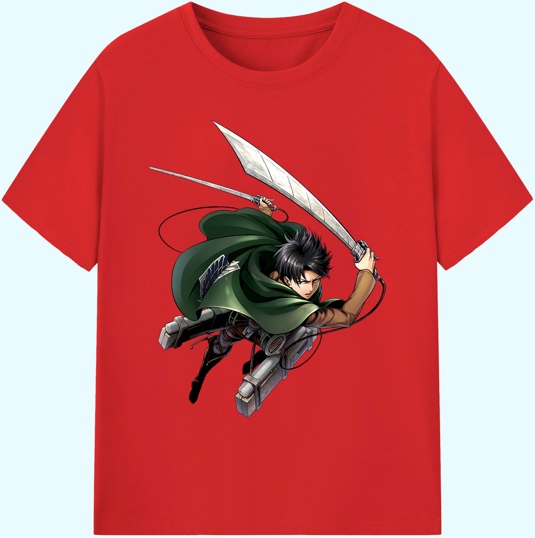 （画像用） 進撃の巨人 リヴァイ·アッカーマン Attack on Titan Levi Ackerman 綿100％ メンズ半袖Tシャツ｜肌触りやわらか＆通気性