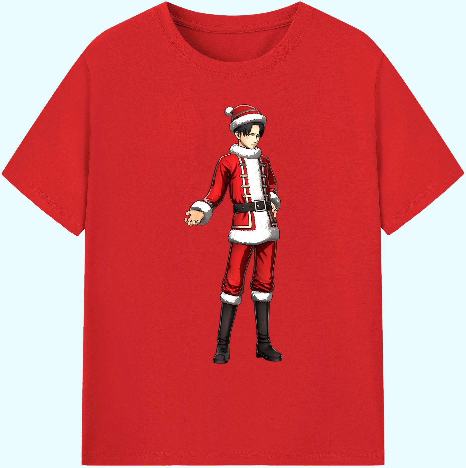 （画像用） 進撃の巨人 リヴァイ·アッカーマン Attack on Titan Levi Ackerman 綿100％ メンズ半袖Tシャツ｜肌触りやわらか＆通気性
