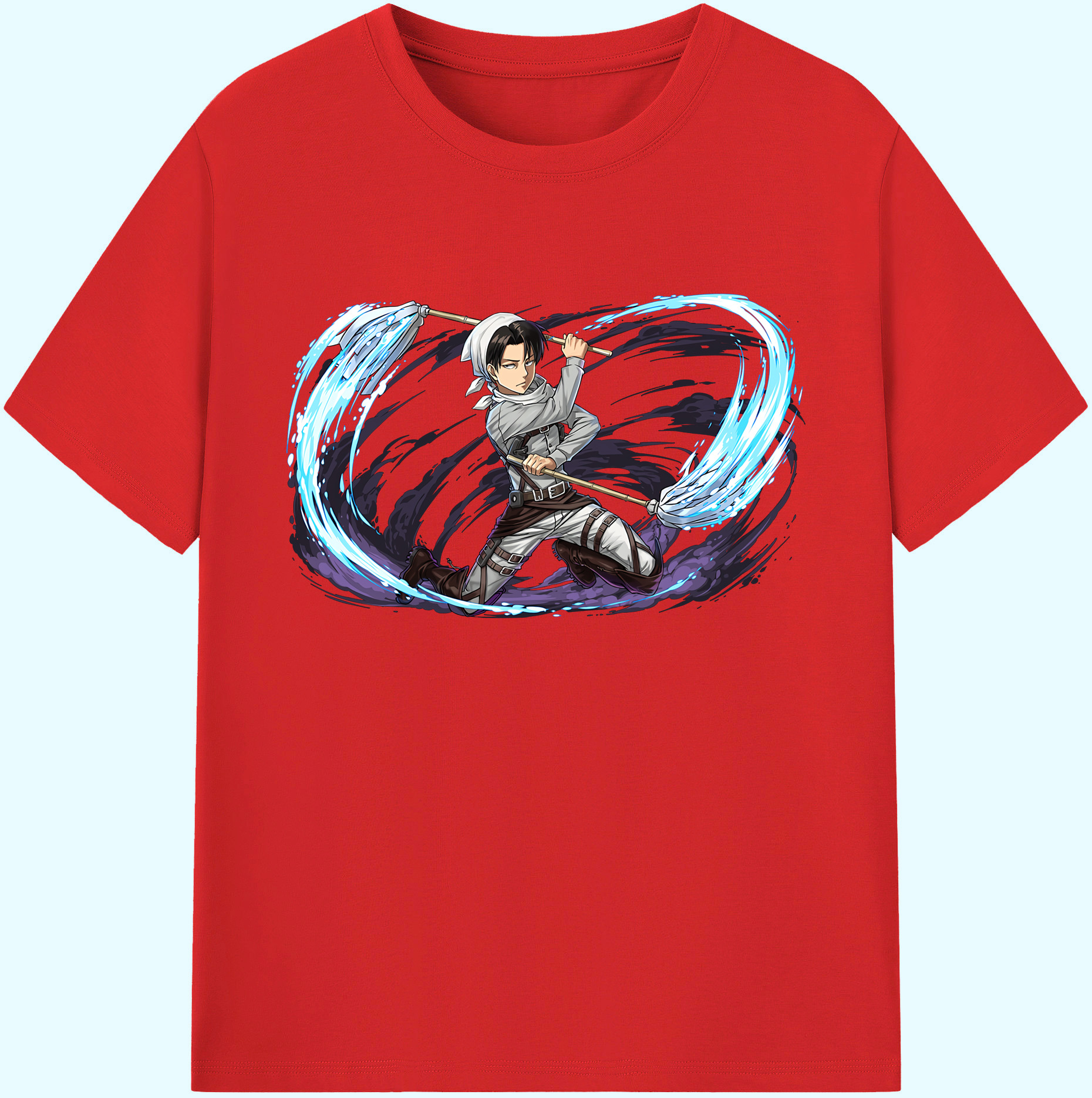 （画像用） 進撃の巨人 リヴァイ·アッカーマン Attack on Titan Levi Ackerman 綿100％ メンズ半袖Tシャツ｜肌触りやわらか＆通気性