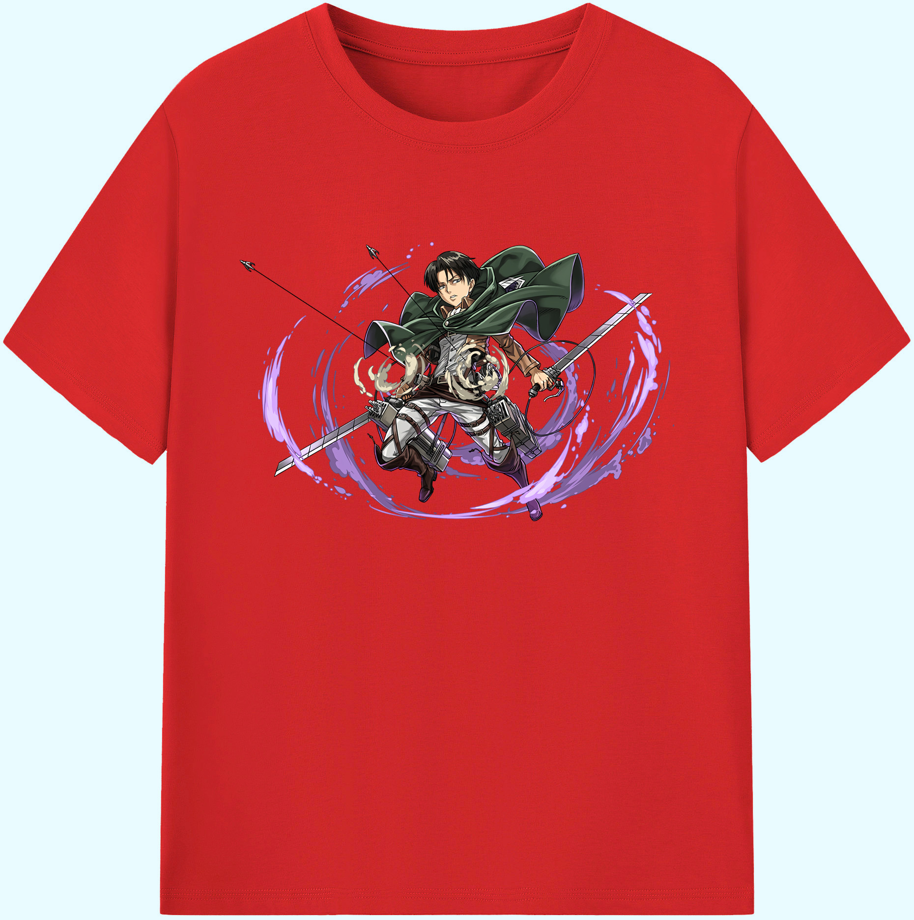 （画像用） 進撃の巨人 リヴァイ·アッカーマン Attack on Titan Levi Ackerman 綿100％ メンズ半袖Tシャツ｜肌触りやわらか＆通気性