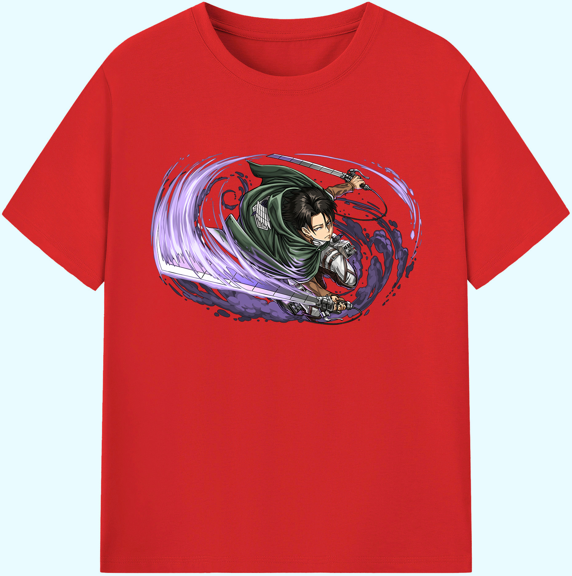（画像用） 進撃の巨人 リヴァイ·アッカーマン Attack on Titan Levi Ackerman 綿100％ メンズ半袖Tシャツ｜肌触りやわらか＆通気性