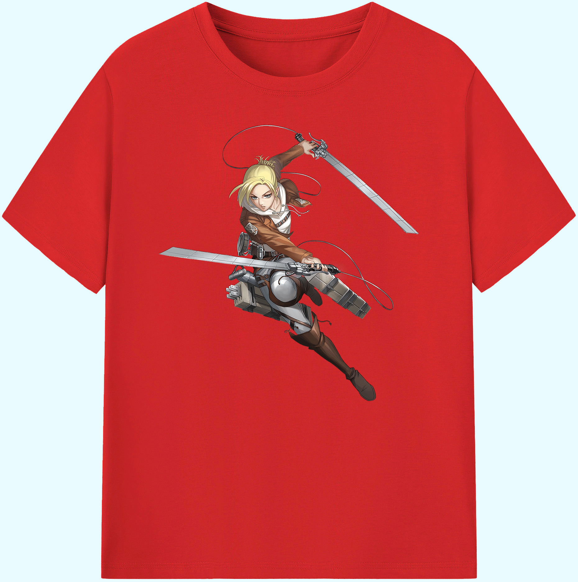 （画像用） 進撃の巨人 アニ・レオンハート Attack on Titan Annie Leonhart 綿100％ メンズ半袖Tシャツ｜肌触りやわらか＆通気性