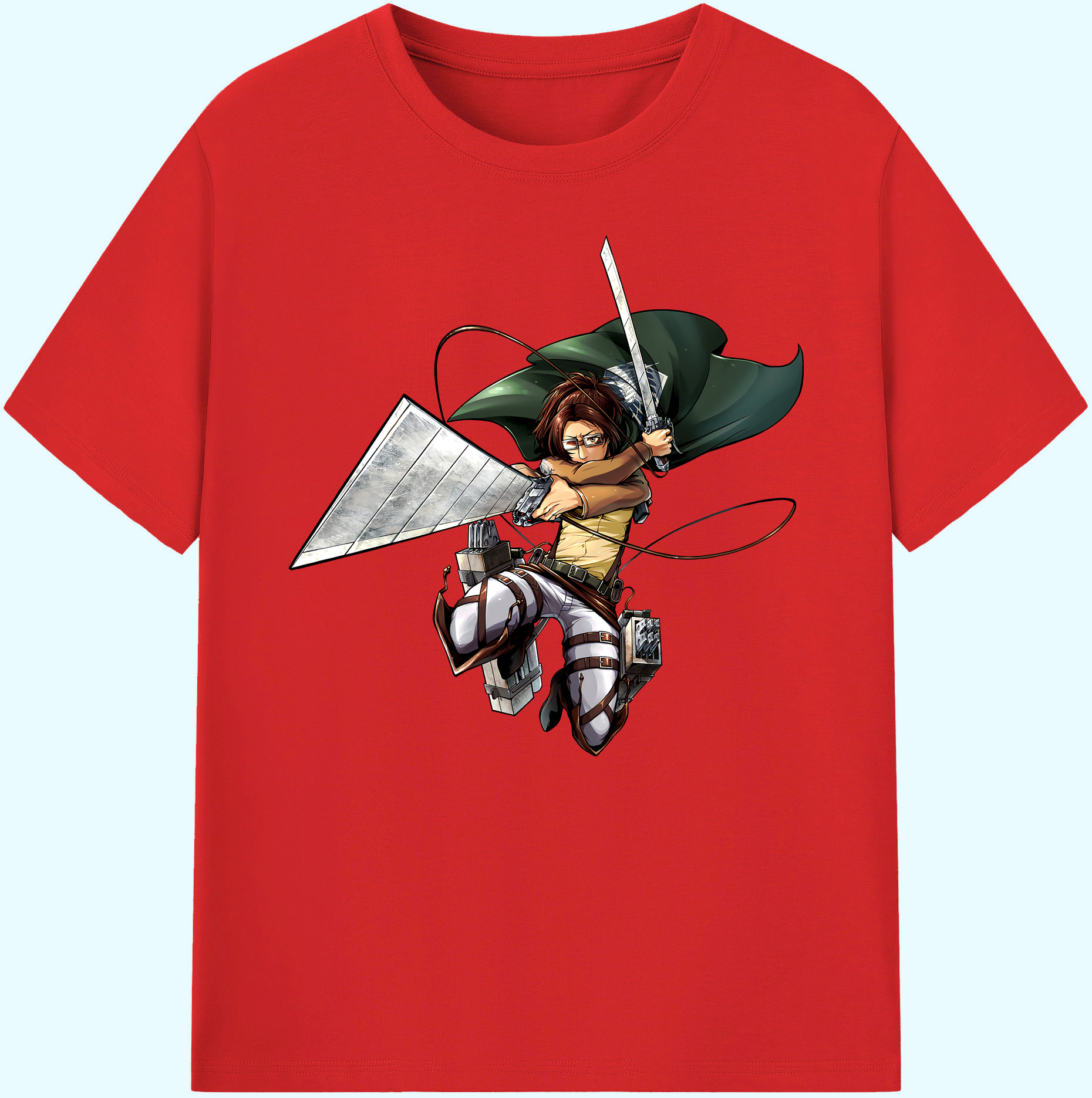 （画像用） 進撃の巨人 ハンジ·ゾエ Attack on Titan Hanji Zoe 綿100％ メンズ半袖Tシャツ｜肌触りやわらか＆通気性