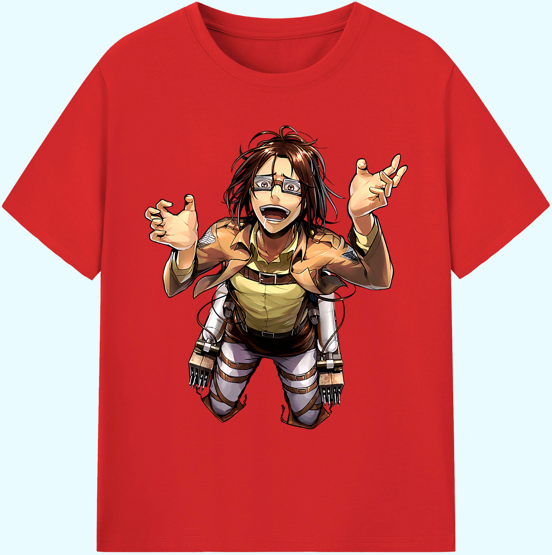 （画像用） 進撃の巨人 ハンジ·ゾエ Attack on Titan Hanji Zoe 綿100％ メンズ半袖Tシャツ｜肌触りやわらか＆通気性
