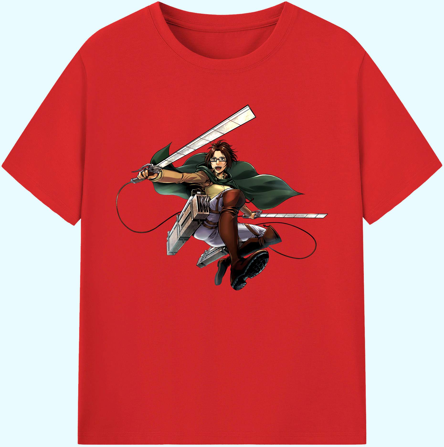 （画像用） 進撃の巨人 ハンジ·ゾエ Attack on Titan Hanji Zoe 綿100％ メンズ半袖Tシャツ｜肌触りやわらか＆通気性