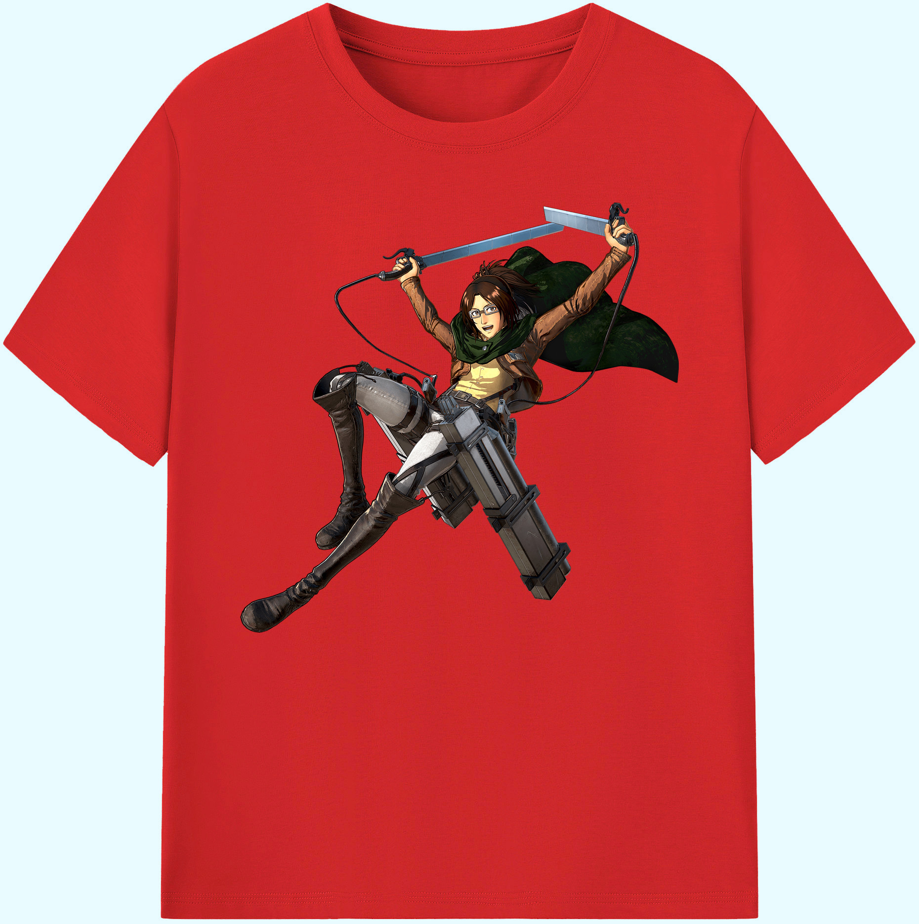 （画像用） 進撃の巨人 ハンジ·ゾエ Attack on Titan Hanji Zoe 綿100％ メンズ半袖Tシャツ｜肌触りやわらか＆通気性