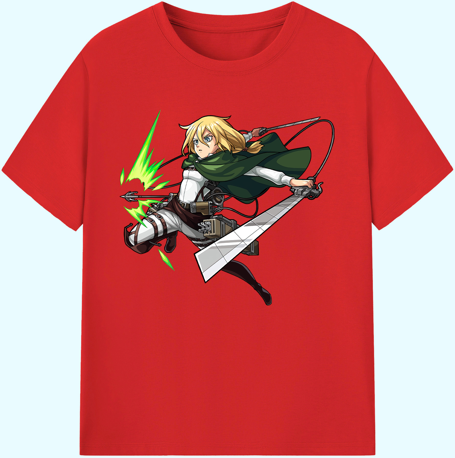 （画像用） 進撃の巨人 クリスタ·レンズ Attack on Titan Christa Lenz 綿100％ メンズ半袖Tシャツ｜肌触りやわらか＆通気性