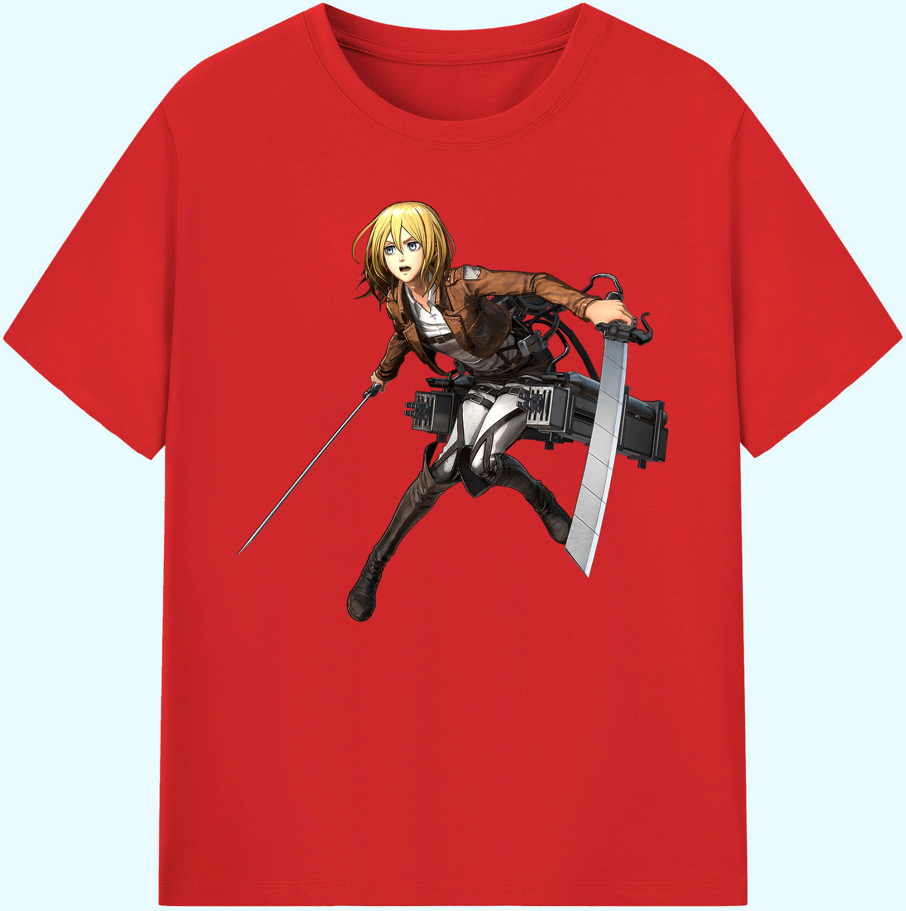 （画像用） 進撃の巨人 クリスタ·レンズ Attack on Titan Christa Lenz 綿100％ メンズ半袖Tシャツ｜肌触りやわらか＆通気性