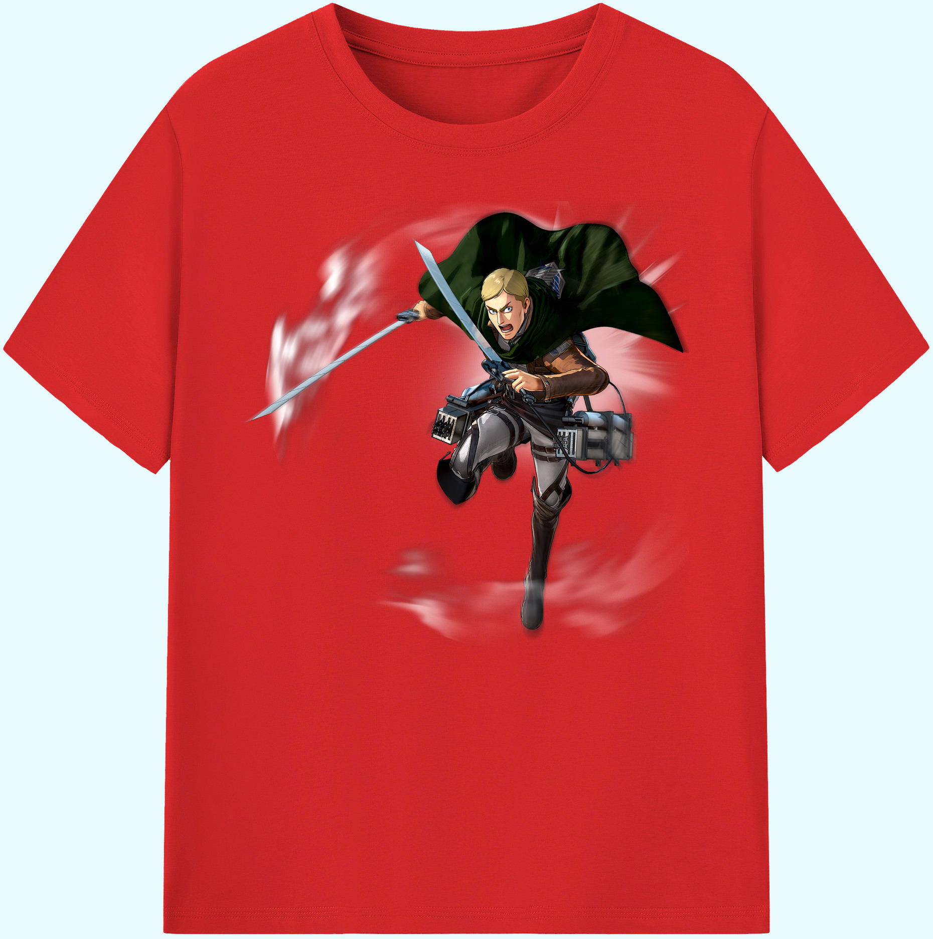 （画像用） 進撃の巨人 エルヴィン・スミス Attack on Titan Erwin Smith 綿100％ メンズ半袖Tシャツ｜肌触りやわらか＆通気性