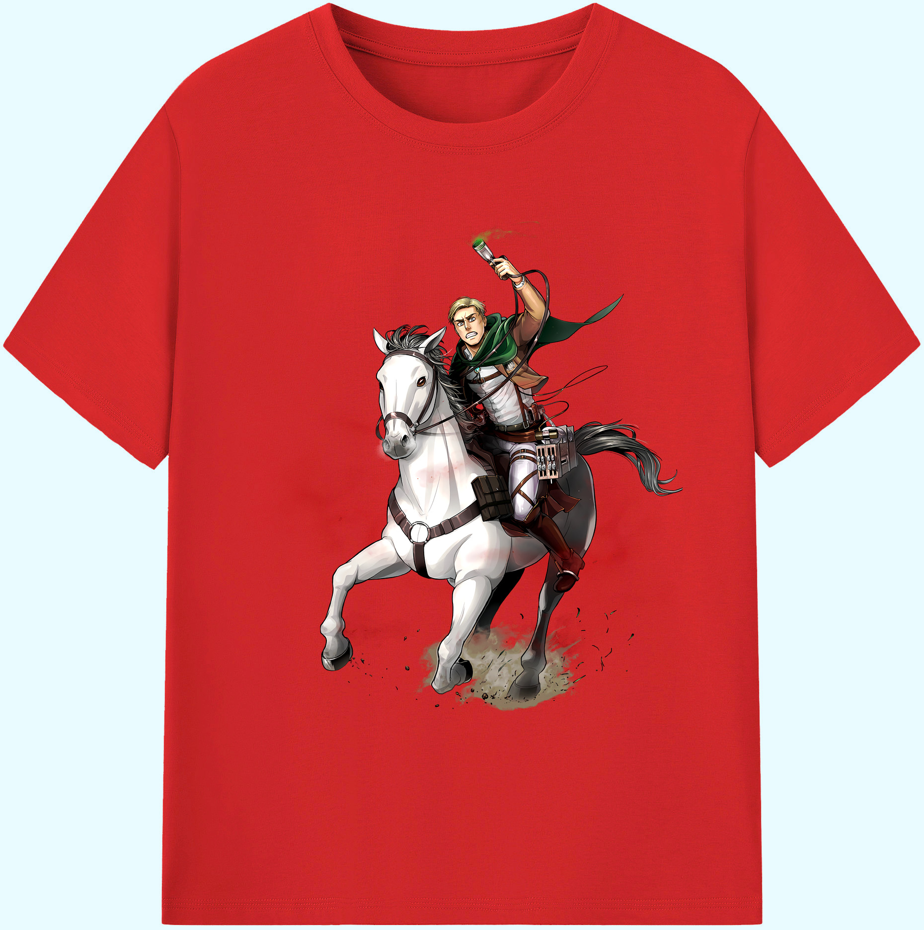 （画像用） 進撃の巨人 エルヴィン・スミス Attack on Titan Erwin Smith 綿100％ メンズ半袖Tシャツ｜肌触りやわらか＆通気性