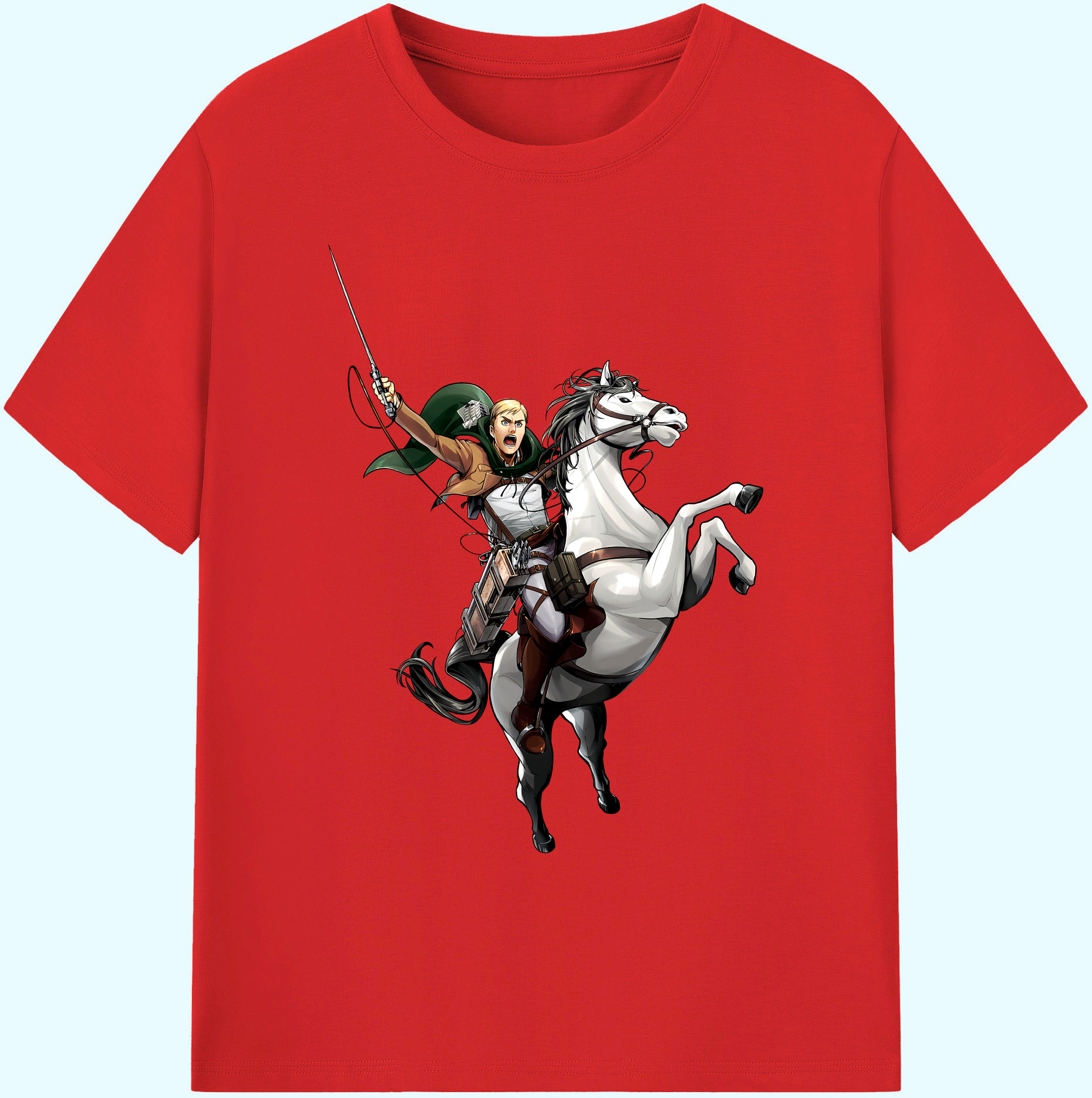 （画像用） 進撃の巨人 エルヴィン・スミス Attack on Titan Erwin Smith 綿100％ メンズ半袖Tシャツ｜肌触りやわらか＆通気性
