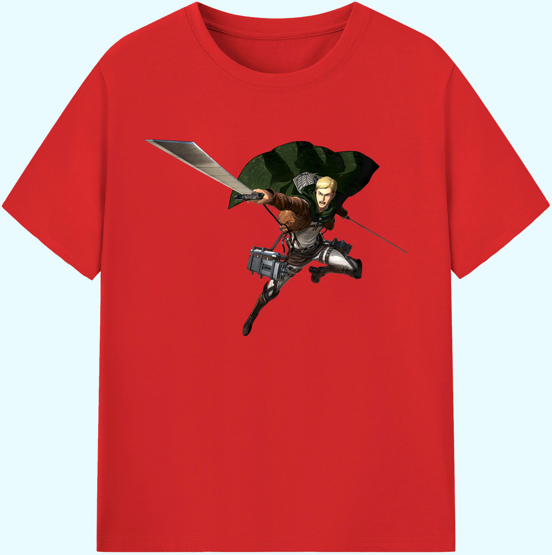 （画像用） 進撃の巨人 エルヴィン・スミス Attack on Titan Erwin Smith 綿100％ メンズ半袖Tシャツ｜肌触りやわらか＆通気性
