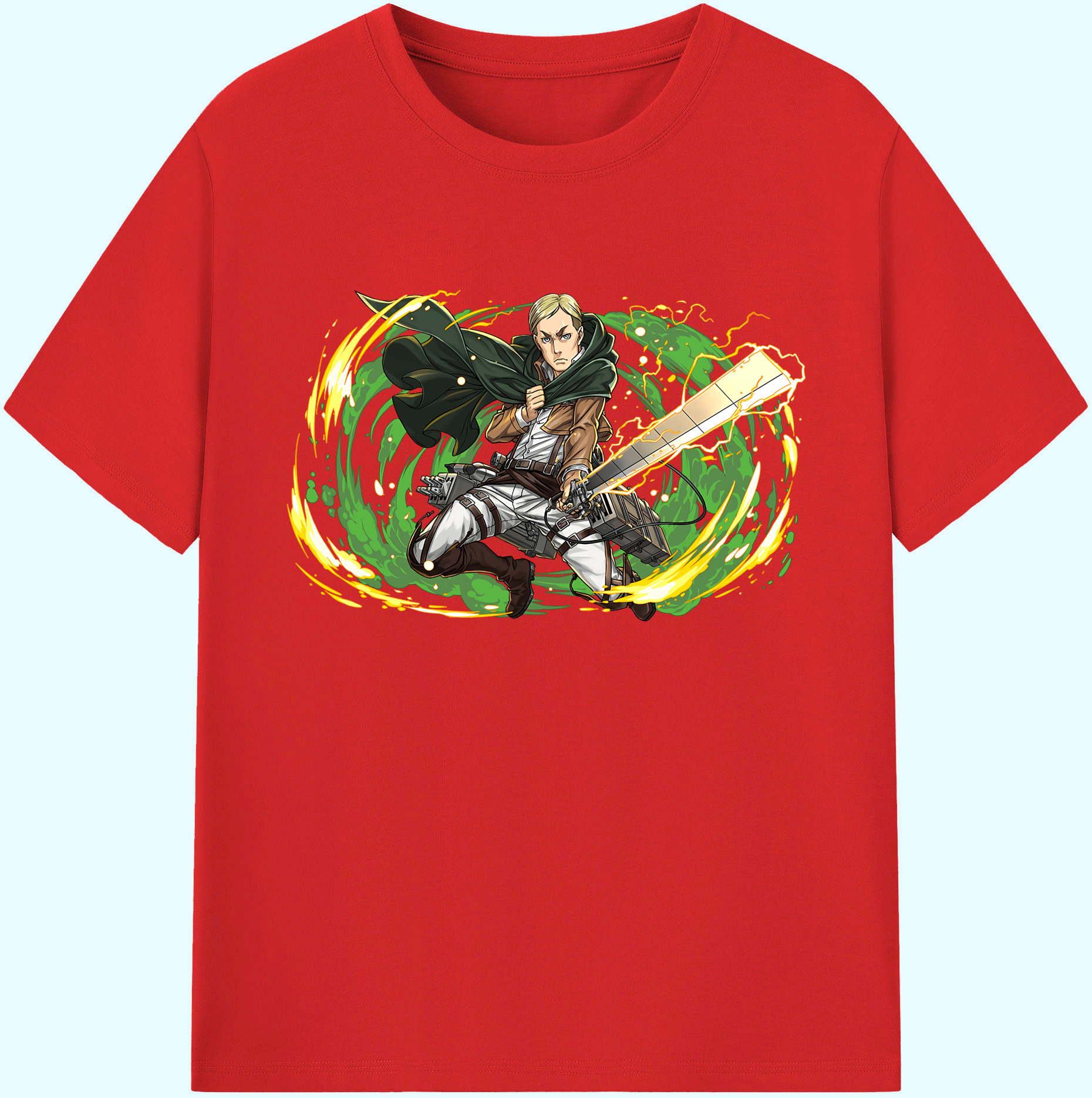 （画像用） 進撃の巨人 エルヴィン・スミス Attack on Titan Erwin Smith 綿100％ メンズ半袖Tシャツ｜肌触りやわらか＆通気性