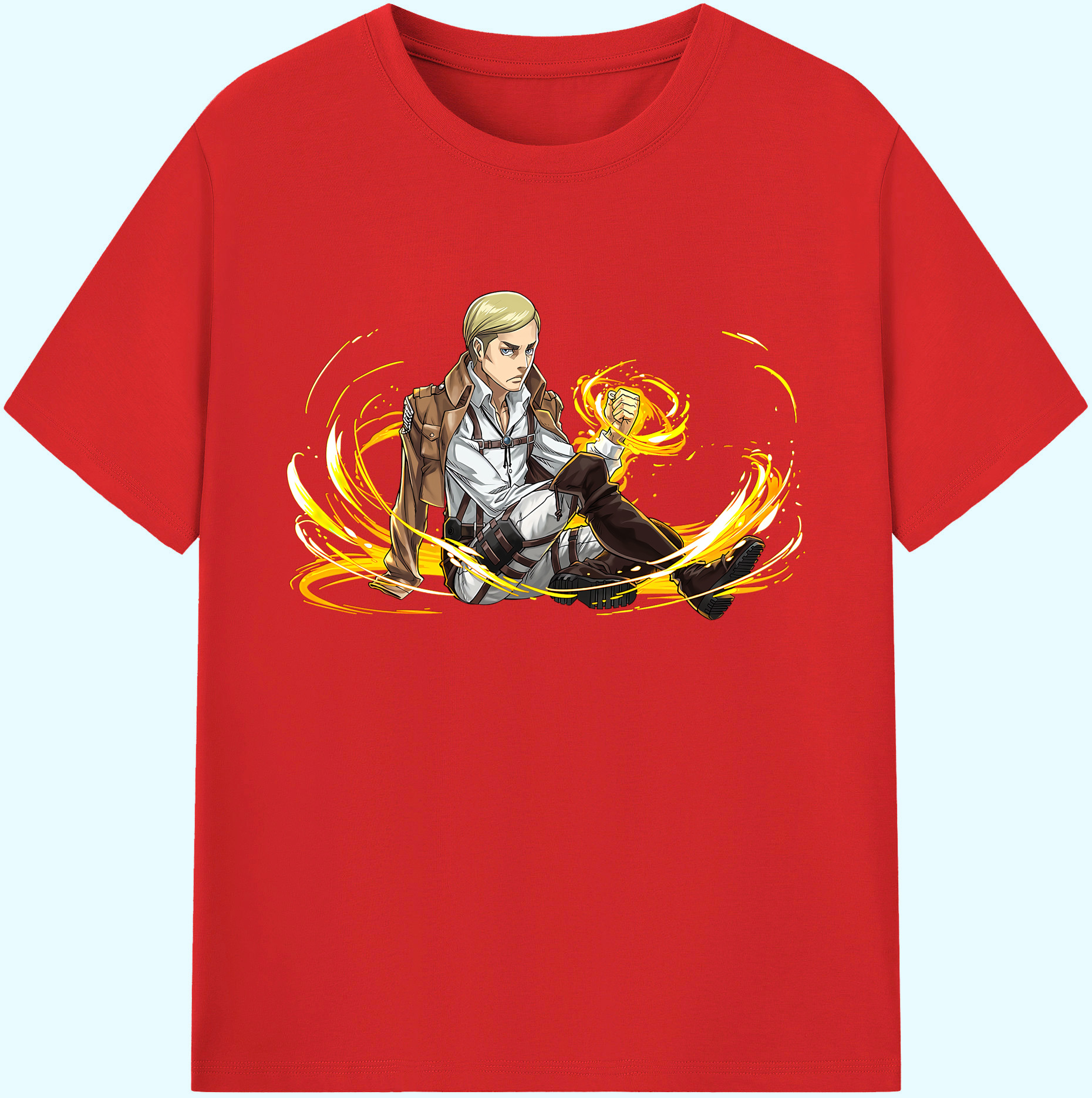 （画像用） 進撃の巨人 エルヴィン・スミス Attack on Titan Erwin Smith 綿100％ メンズ半袖Tシャツ｜肌触りやわらか＆通気性