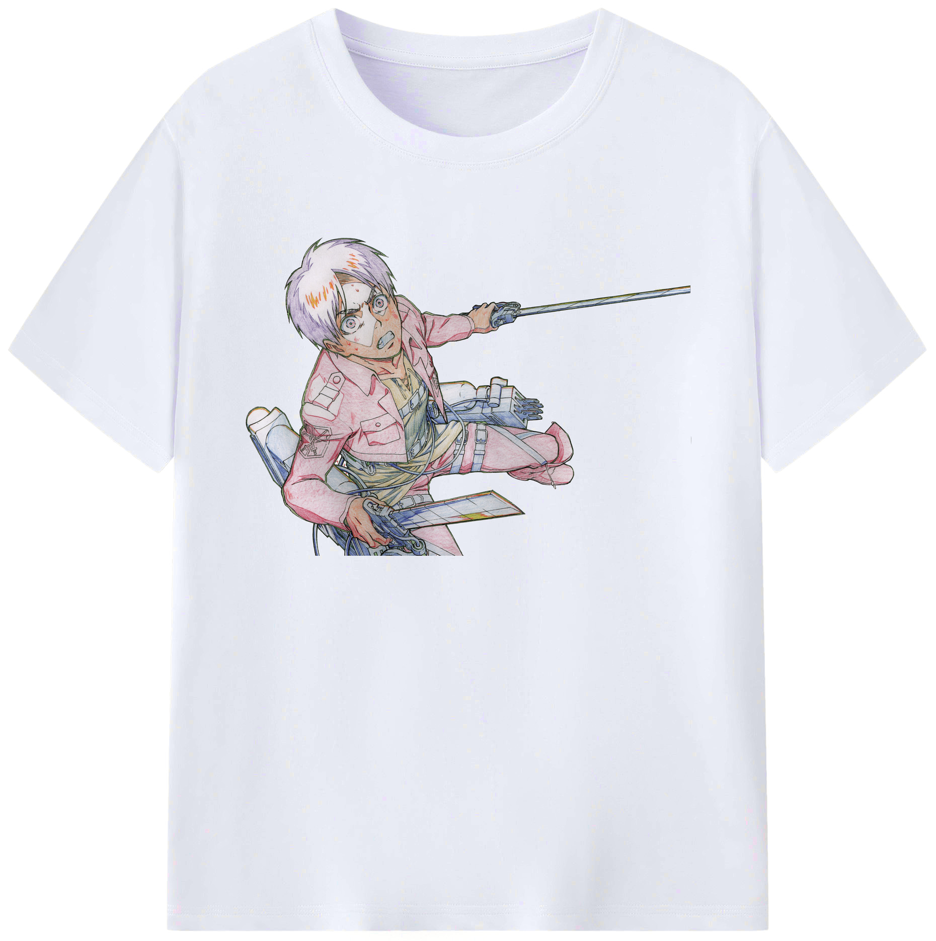 （画像用） 進撃の巨人 エレン･イェーガー Attack on Titan Eren Jäger 綿100％ メンズ半袖Tシャツ｜肌触りやわらか＆通気性