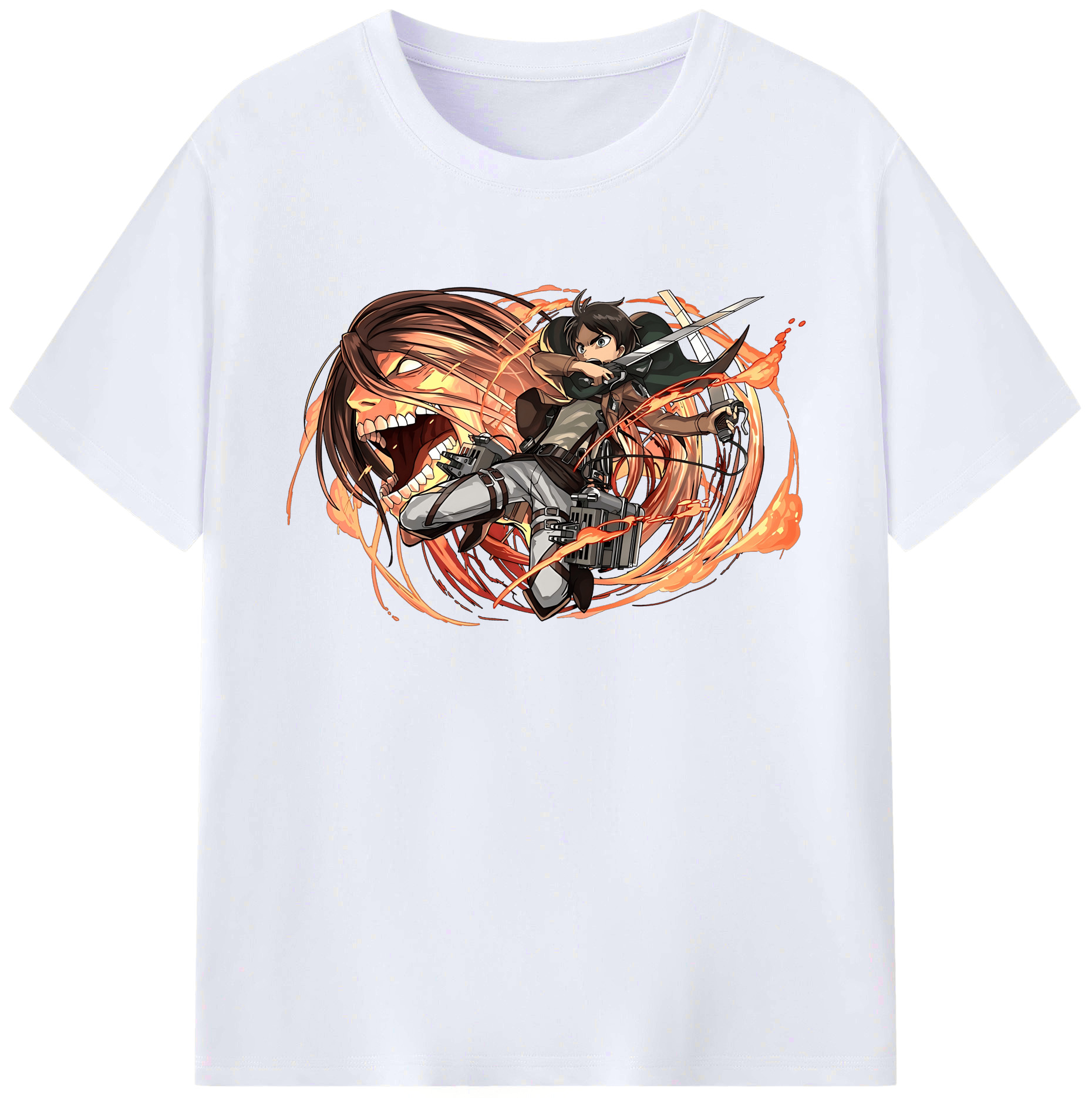 （画像用） 進撃の巨人 エレン･イェーガー Attack on Titan Eren Jäger 綿100％ メンズ半袖Tシャツ｜肌触りやわらか＆通気性
