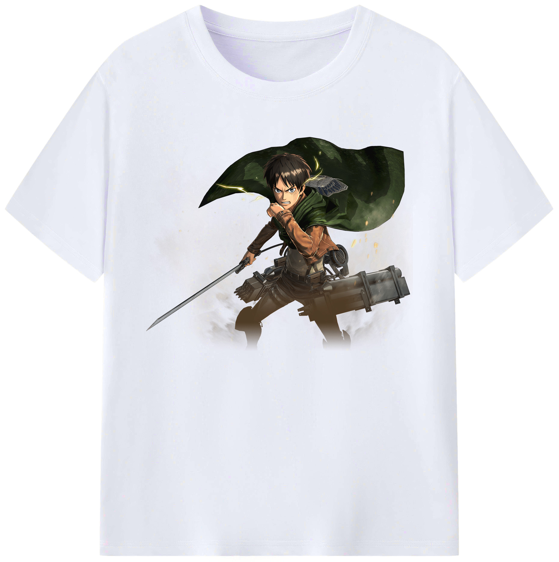 （画像用） 進撃の巨人 エレン･イェーガー Attack on Titan Eren Jäger 綿100％ メンズ半袖Tシャツ｜肌触りやわらか＆通気性