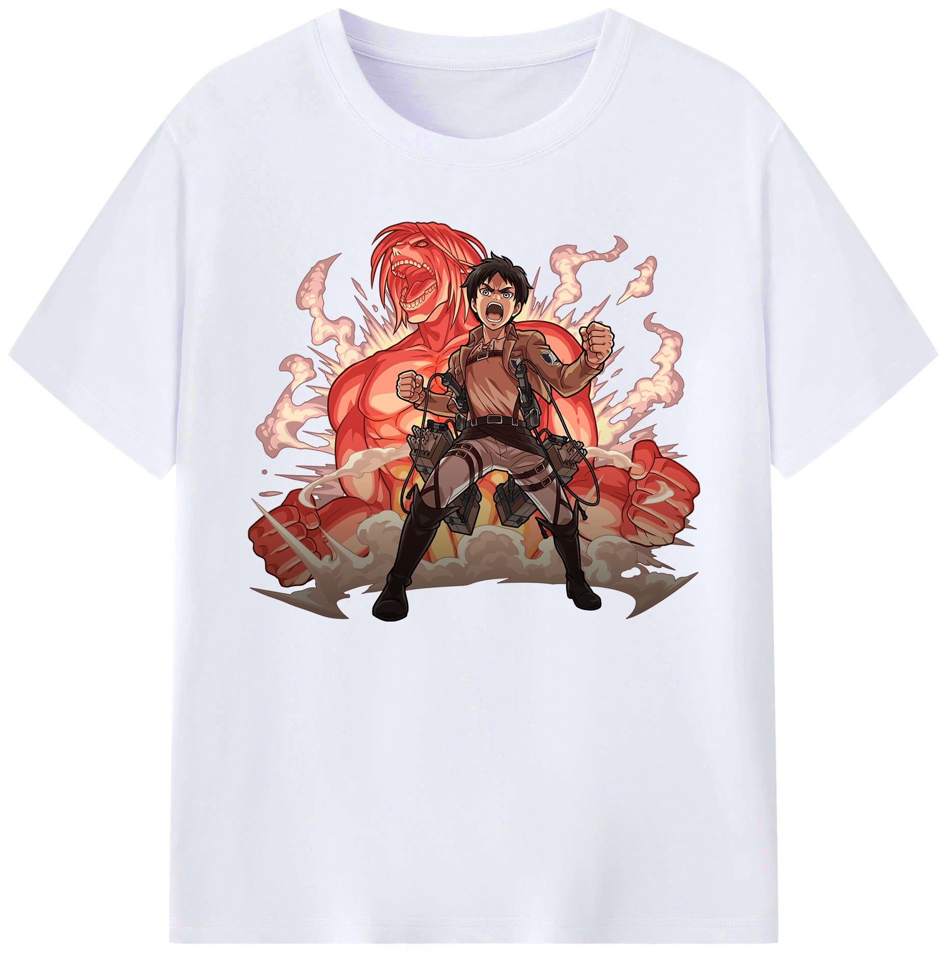 （画像用） 進撃の巨人 エレン･イェーガー Attack on Titan Eren Jäger 綿100％ メンズ半袖Tシャツ｜肌触りやわらか＆通気性