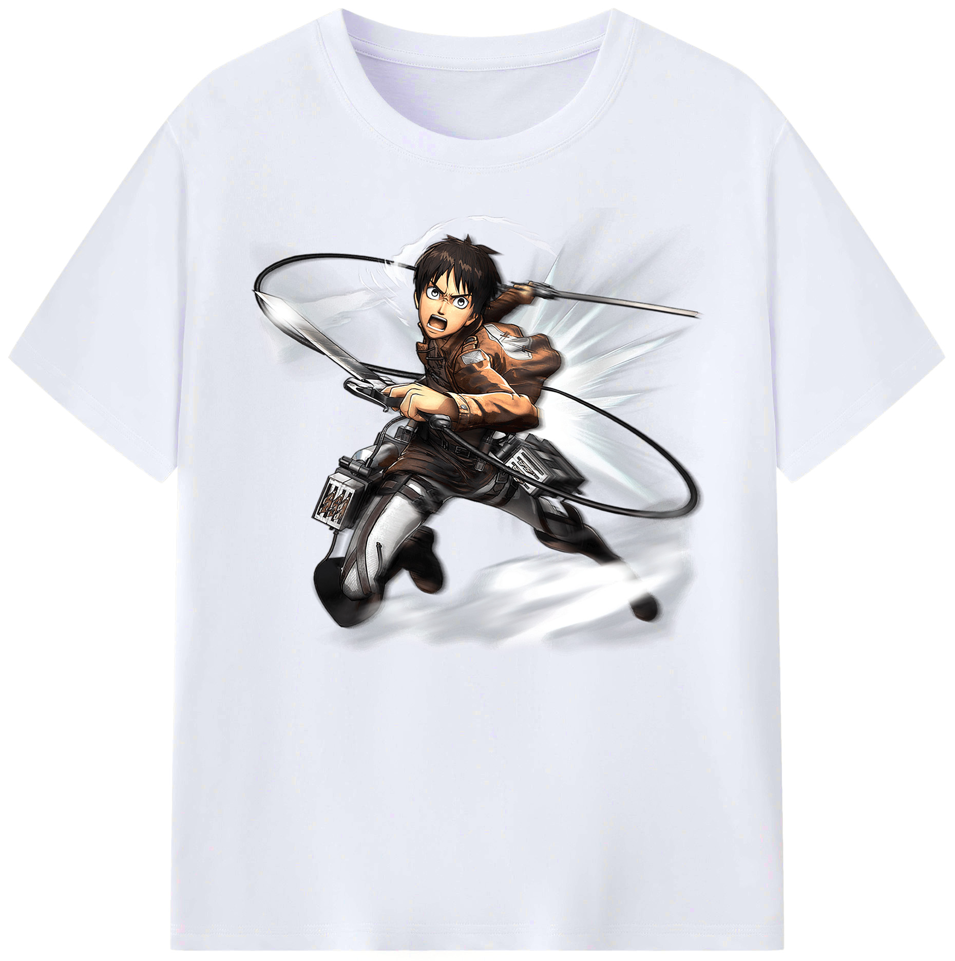 （画像用） 進撃の巨人 エレン･イェーガー Attack on Titan Eren Jäger 綿100％ メンズ半袖Tシャツ｜肌触りやわらか＆通気性