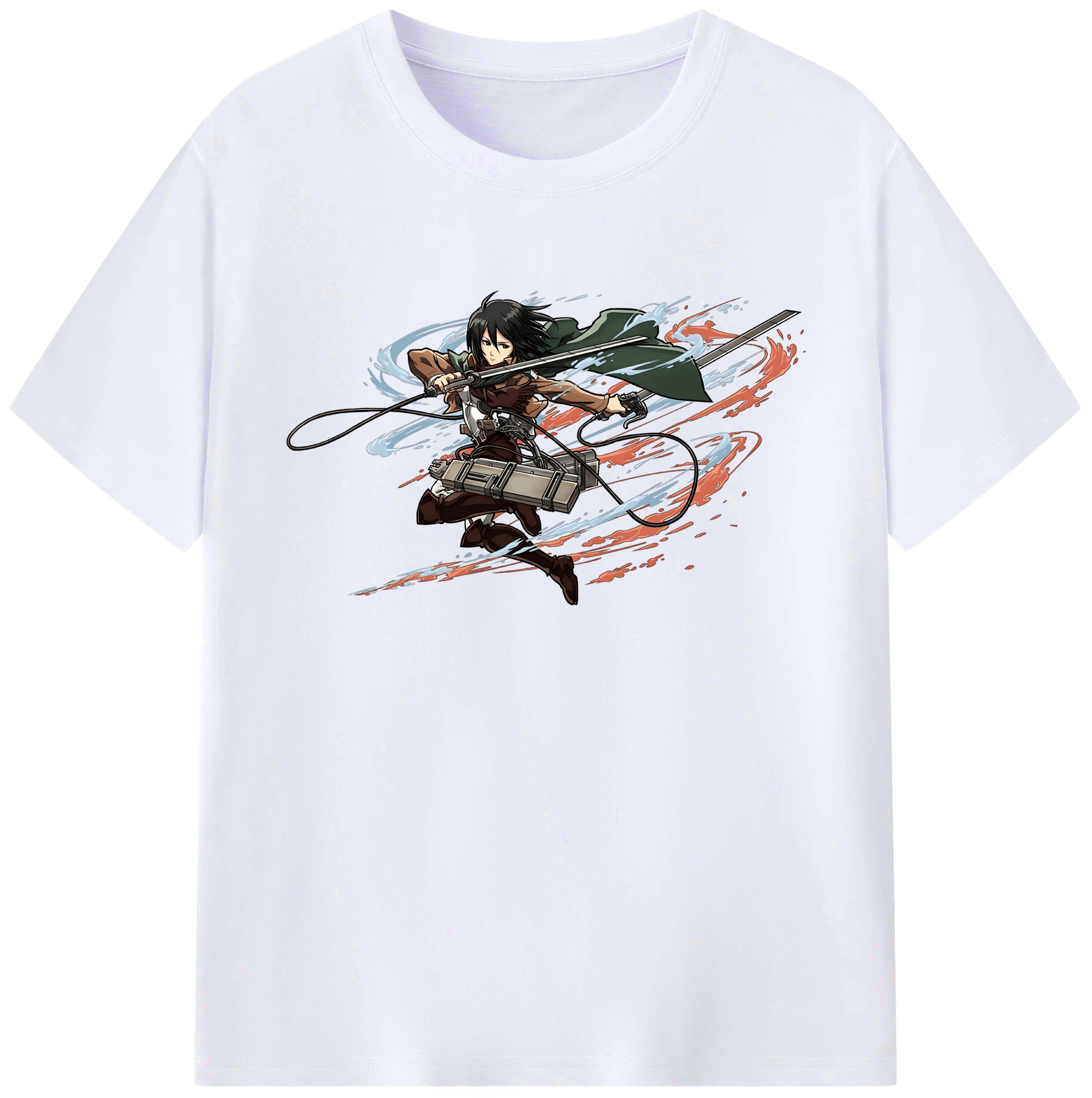 （画像用） 進撃の巨人 ミカサ·アッカーマン Attack on Titan Mikasa Ackerman 綿100％ メンズ半袖Tシャツ｜肌触りやわらか＆通気性