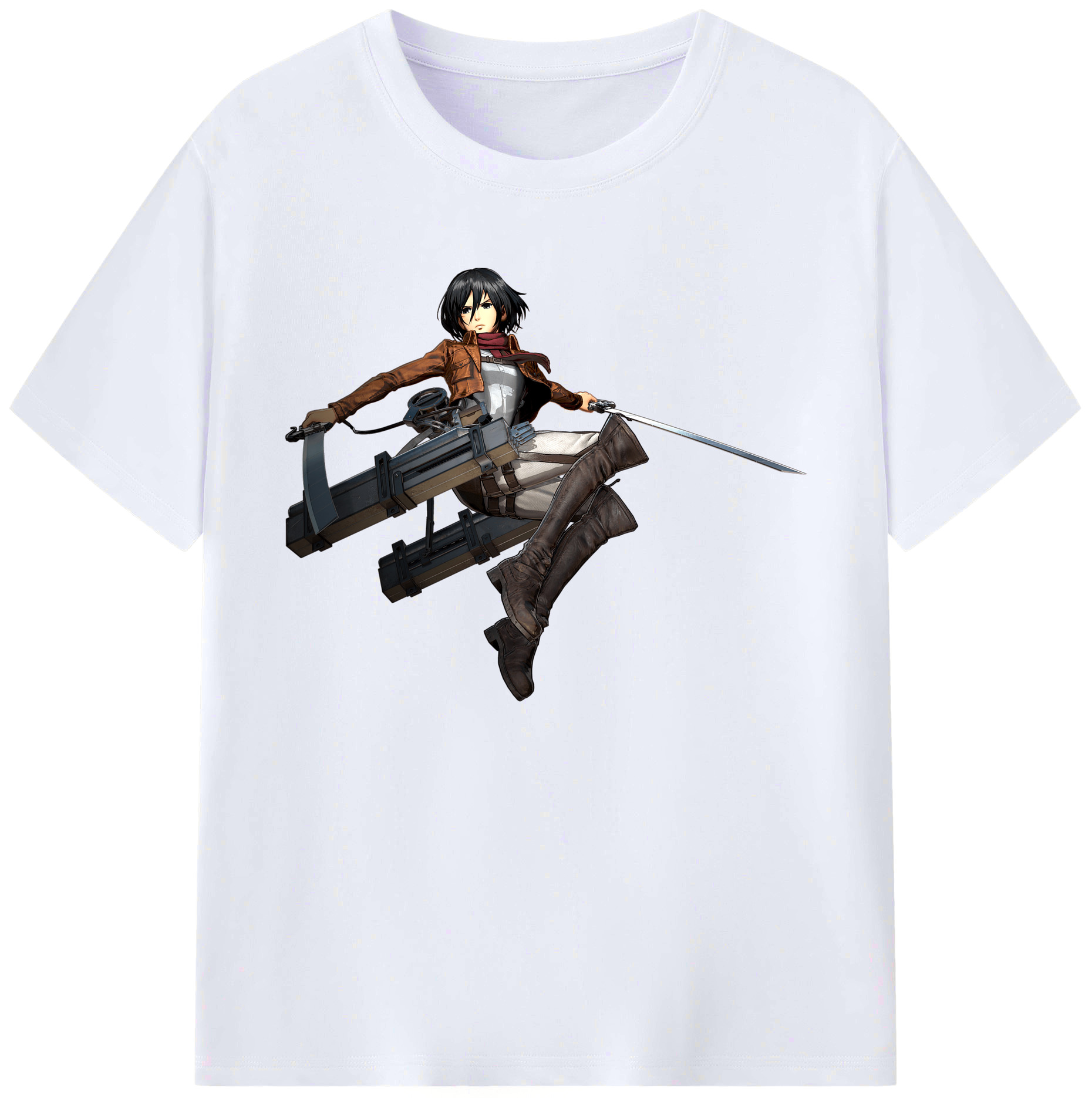 （画像用） 進撃の巨人 ミカサ·アッカーマン Attack on Titan Mikasa Ackerman 綿100％ メンズ半袖Tシャツ｜肌触りやわらか＆通気性