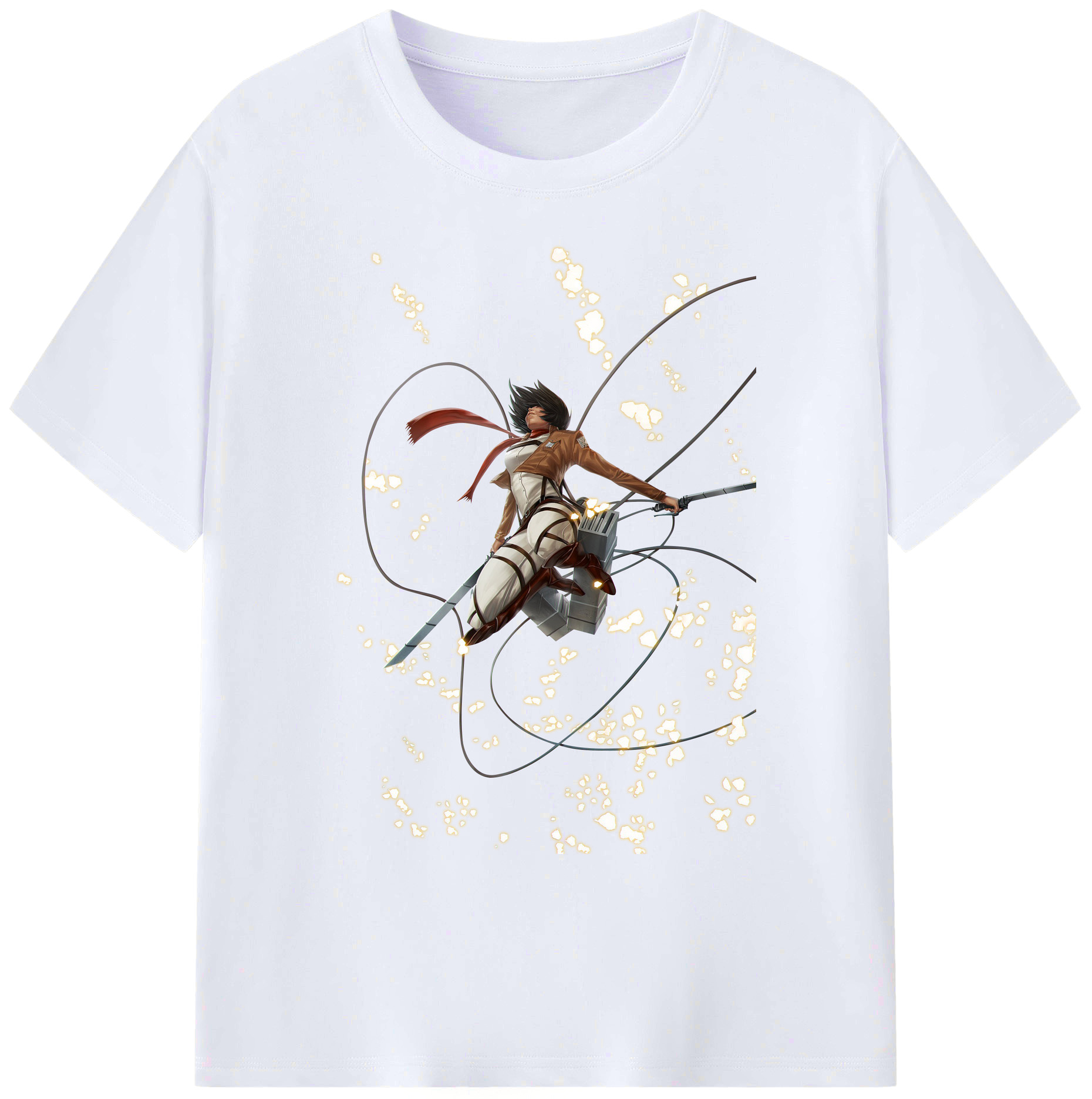 （画像用） 進撃の巨人 ミカサ·アッカーマン Attack on Titan Mikasa Ackerman 綿100％ メンズ半袖Tシャツ｜肌触りやわらか＆通気性