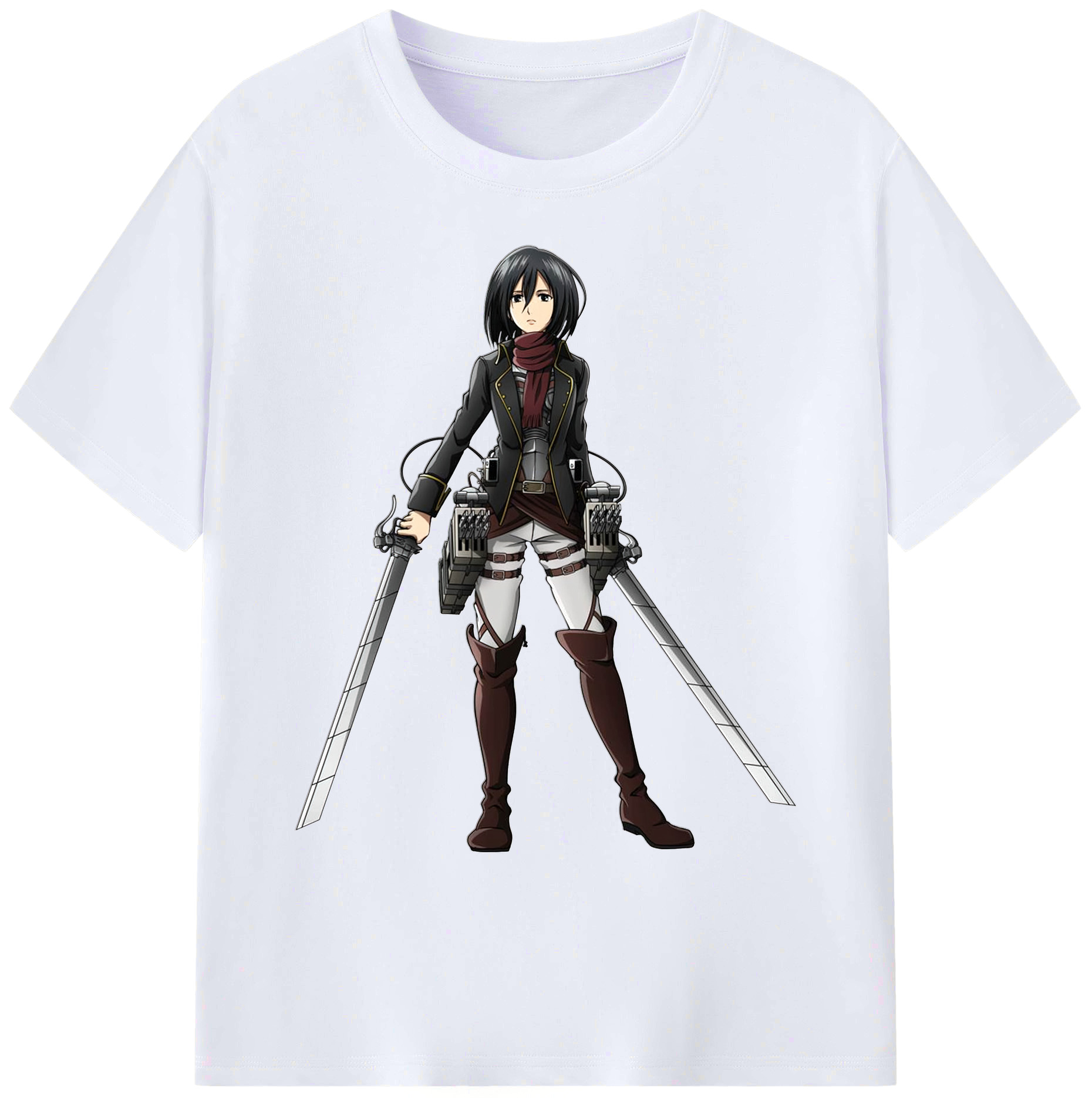 （画像用） 進撃の巨人 ミカサ·アッカーマン Attack on Titan Mikasa Ackerman 綿100％ メンズ半袖Tシャツ｜肌触りやわらか＆通気性