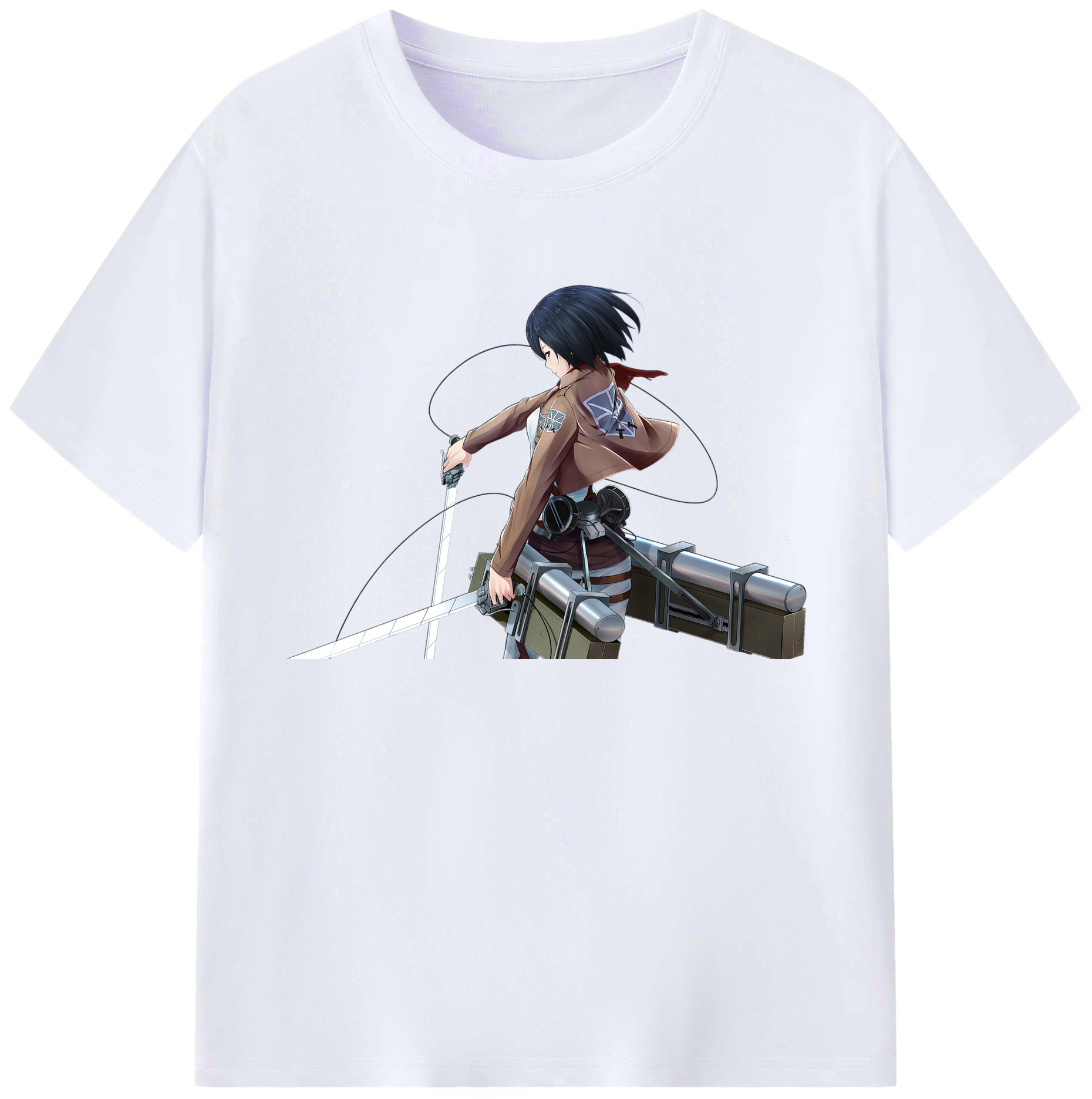 （画像用） 進撃の巨人 ミカサ·アッカーマン Attack on Titan Mikasa Ackerman 綿100％ メンズ半袖Tシャツ｜肌触りやわらか＆通気性