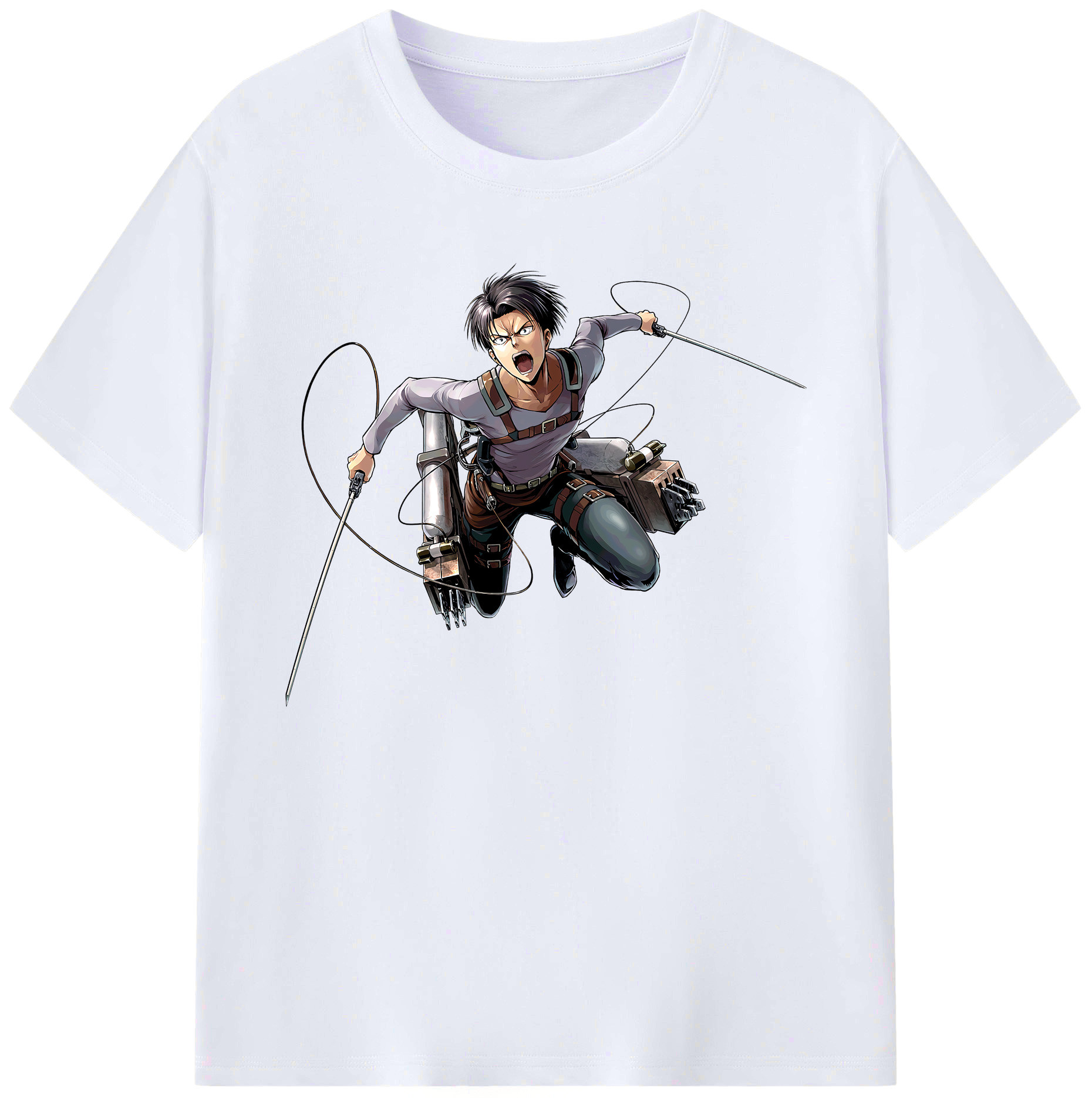 （画像用） 進撃の巨人 リヴァイ·アッカーマン Attack on Titan Levi Ackerman 綿100％ メンズ半袖Tシャツ｜肌触りやわらか＆通気性
