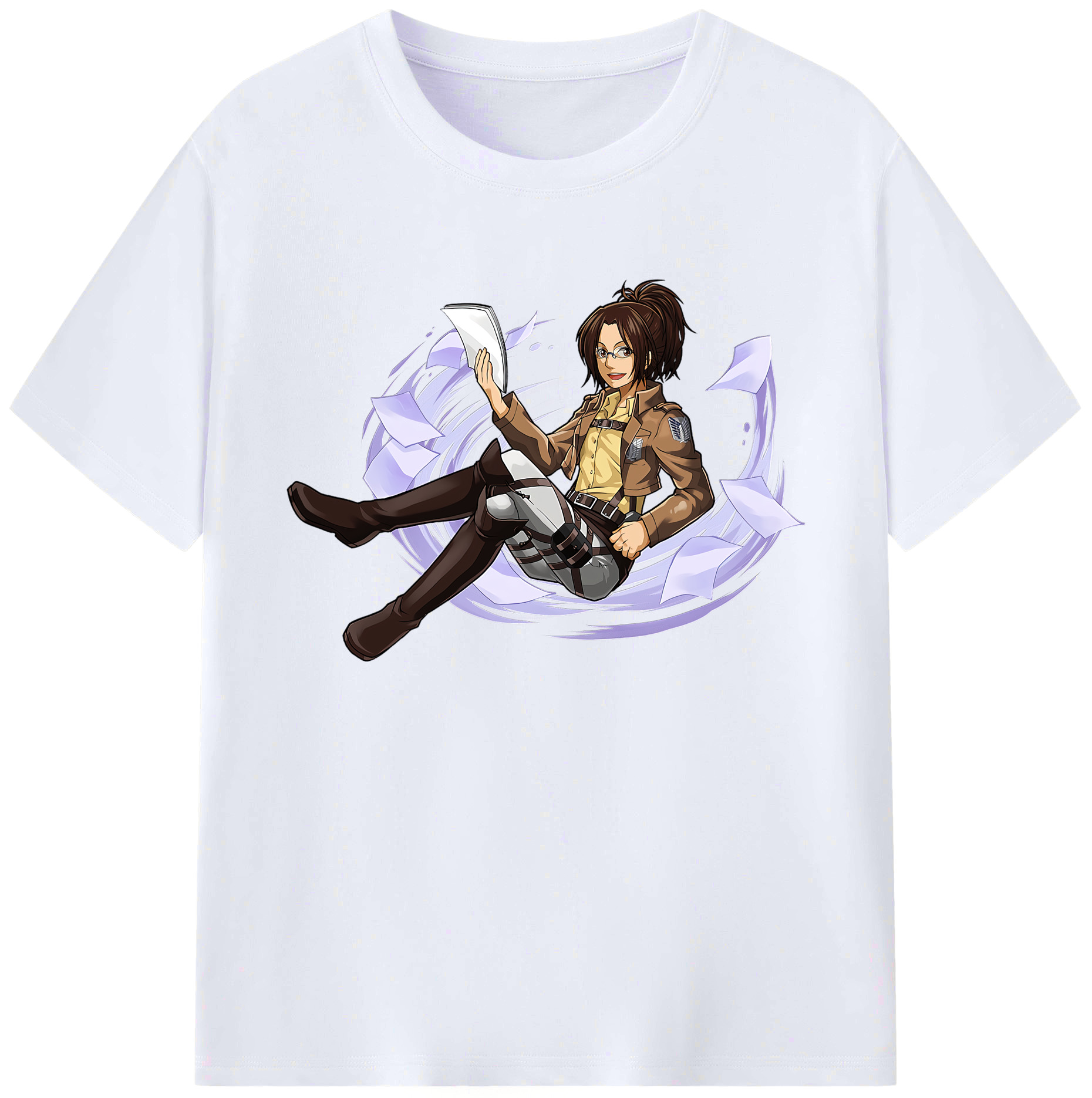 （画像用） 進撃の巨人 ハンジ·ゾエ Attack on Titan Hanji Zoe 綿100％ メンズ半袖Tシャツ｜肌触りやわらか＆通気性