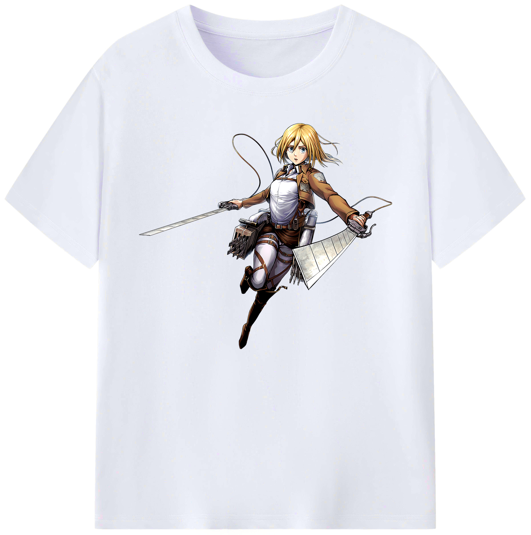 （画像用） 進撃の巨人 クリスタ·レンズ Attack on Titan Christa Lenz 綿100％ メンズ半袖Tシャツ｜肌触りやわらか＆通気性